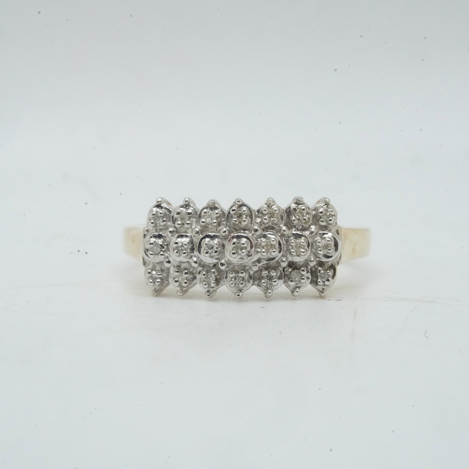 14K Yellow Gold 1.52 DWT Diamonds Cluster Ring Size 8 , 3/4 in. x 3/8 in.: 14K Yellow Gold 1.52 DWT Diamonds Cluster Ring Size 8 , 3/4 in. x 3/8 in.