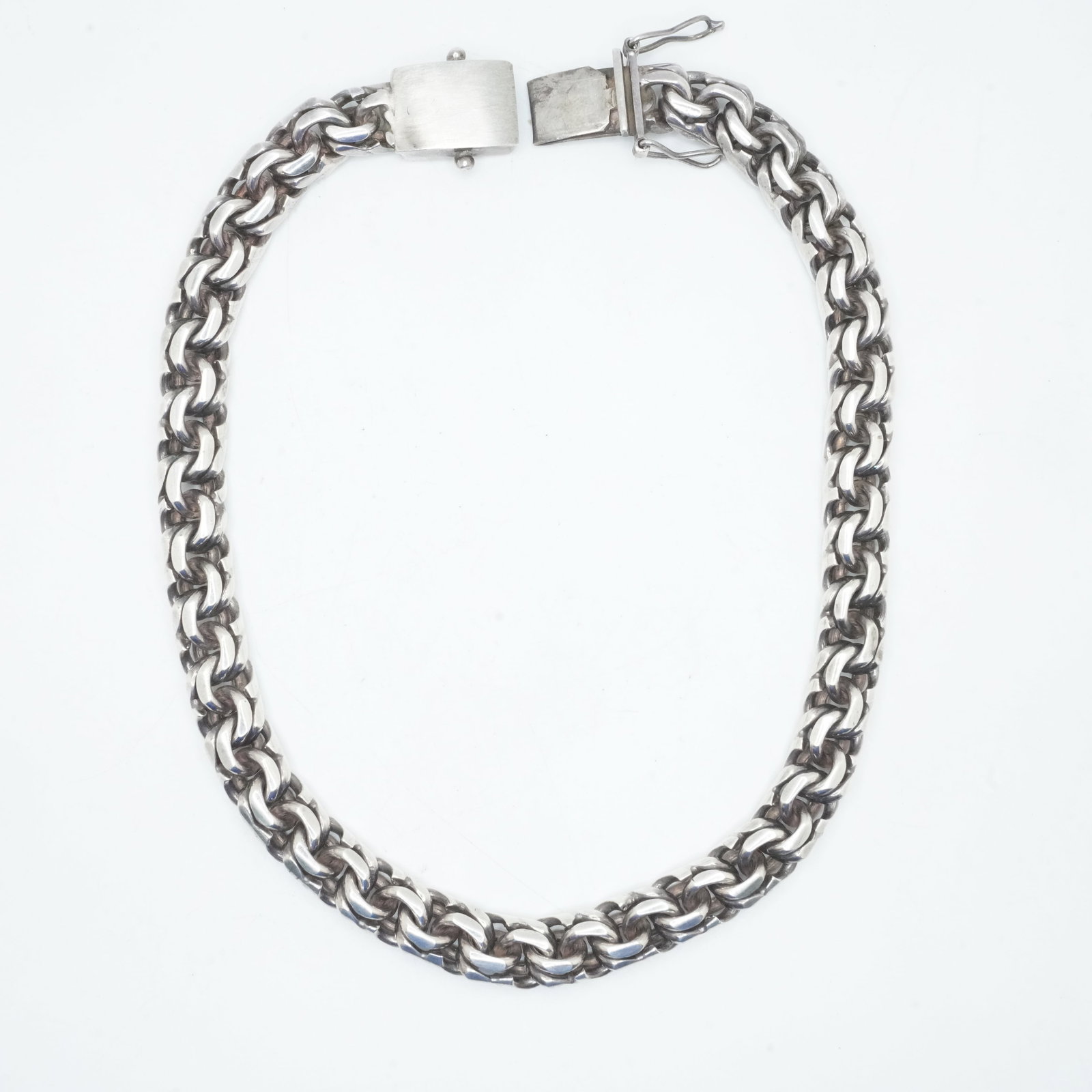 Sterling Silver 158.27 Grams, Aldo Orta "Bismark" Link Necklace, 17 inches length x 1/2 in. wide (1 of 9)