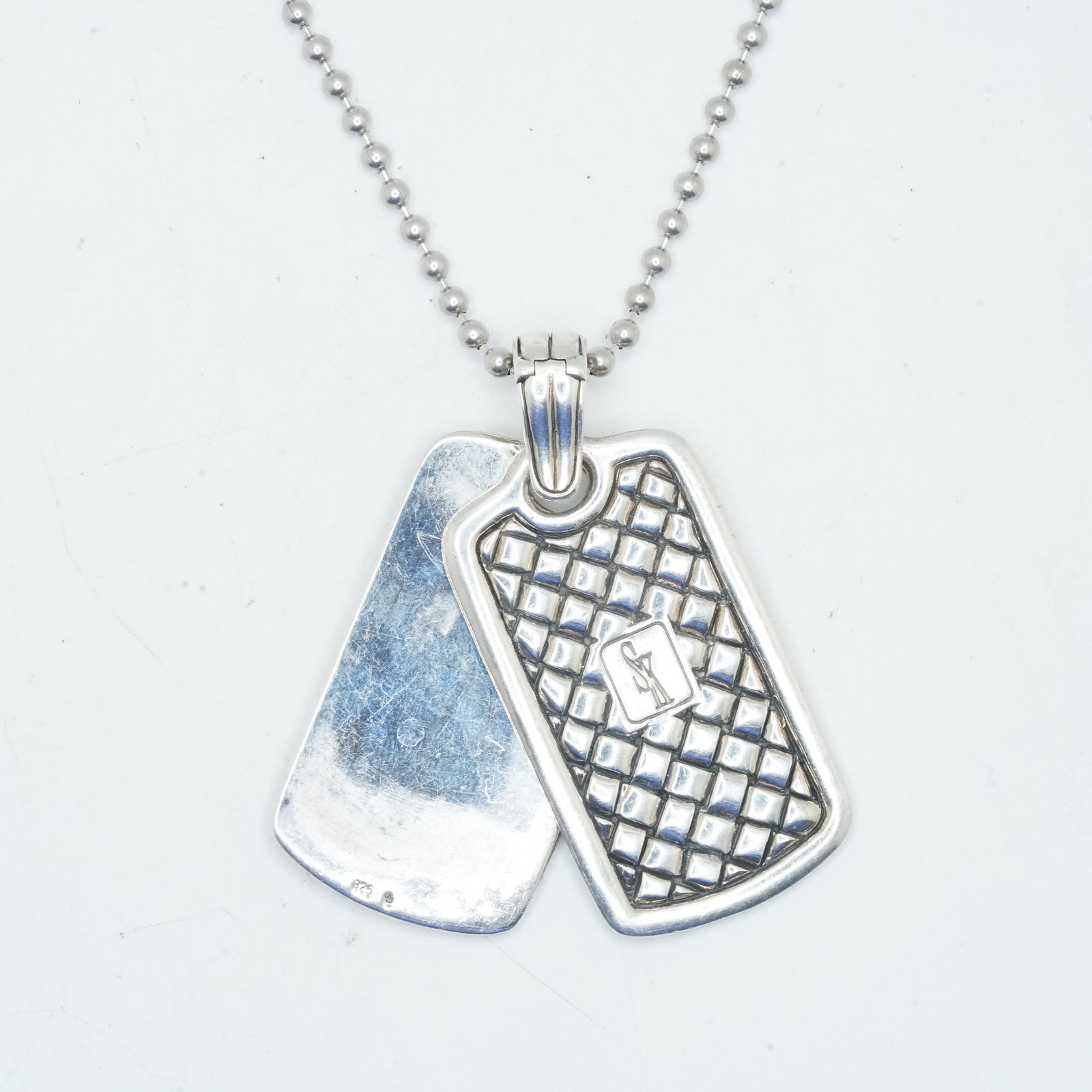 .925 Sterling Silver 63.71 Grams, GM .925 Bead Chain with [2] USL .925 Dog Tags: .925 Sterling Silver 63.71 Grams, GM .925 Bead Chain 18 in. length x 1/8 in. with [2] USL .925 Dog Tags 2 3/8 in. x 1 in.