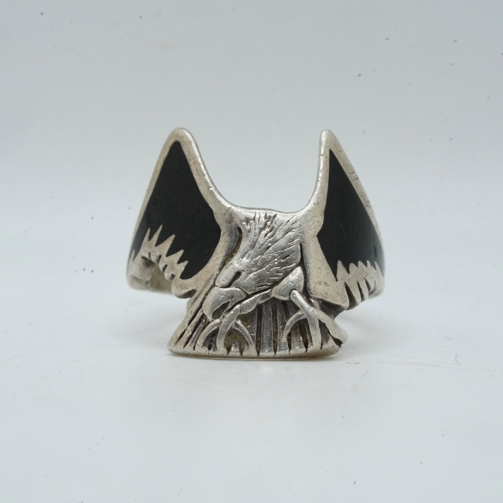 Sterling Silver 9.31 Grams, SC Black Enameled Eagle Ring Size 10 , 1 in. x 1 in.: Sterling Silver 9.31 Grams, SC Black Enameled Eagle Ring Size 10 , 1 in. x 1 in.