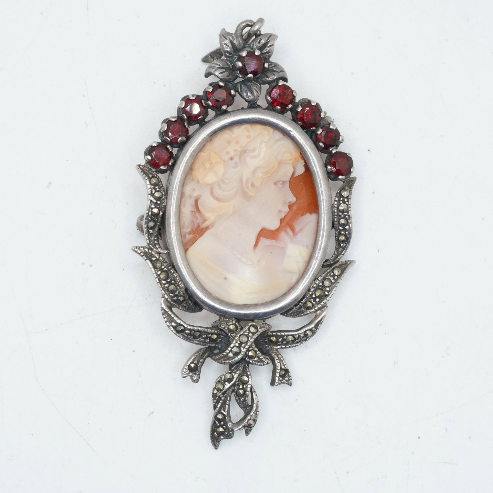 Sterling Silver 14.27 Grams,Victorian Cameo of Athena Pin / Pendant , 3 in. x 1 1/2 in.: Sterling Silver 14.27 Grams,Victorian Cameo of Athena Pin / Pendant , 3 in. x 1 1/2 in.