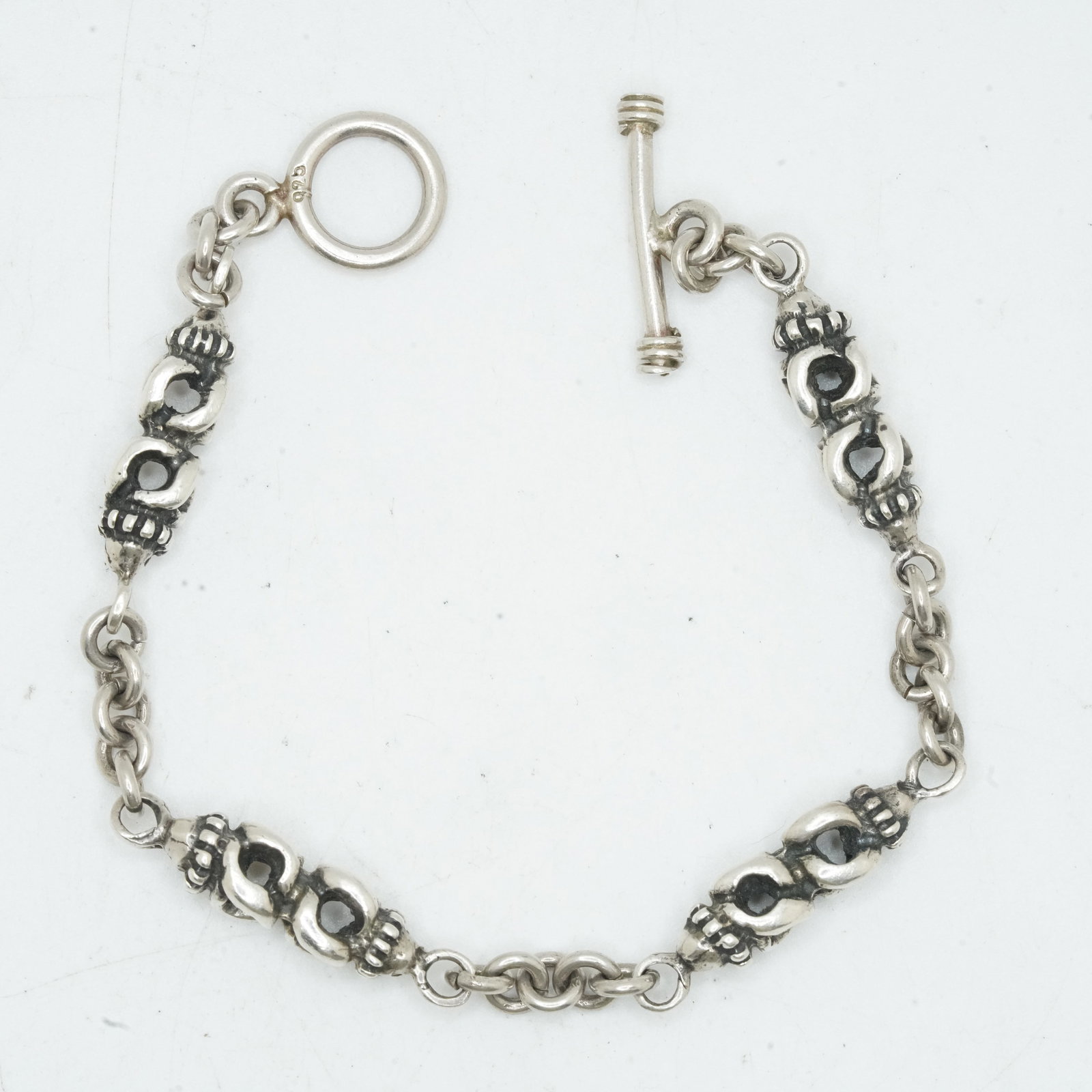 .925 Sterling Silver 20.89 Grams, Heavy Toggle Bracelet with Filigree Beads & "O" Rings (1 of 6)