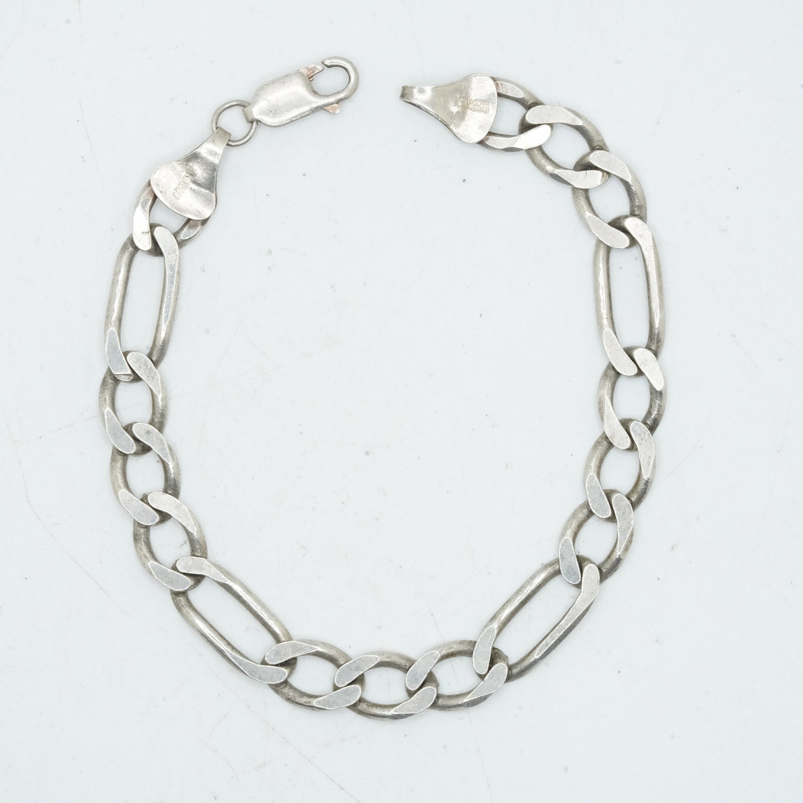 13.14 Grams .925 Sterling Silver Italy Figaro Link Bracelet, 8 in. x 3/8 in. (1 of 9)