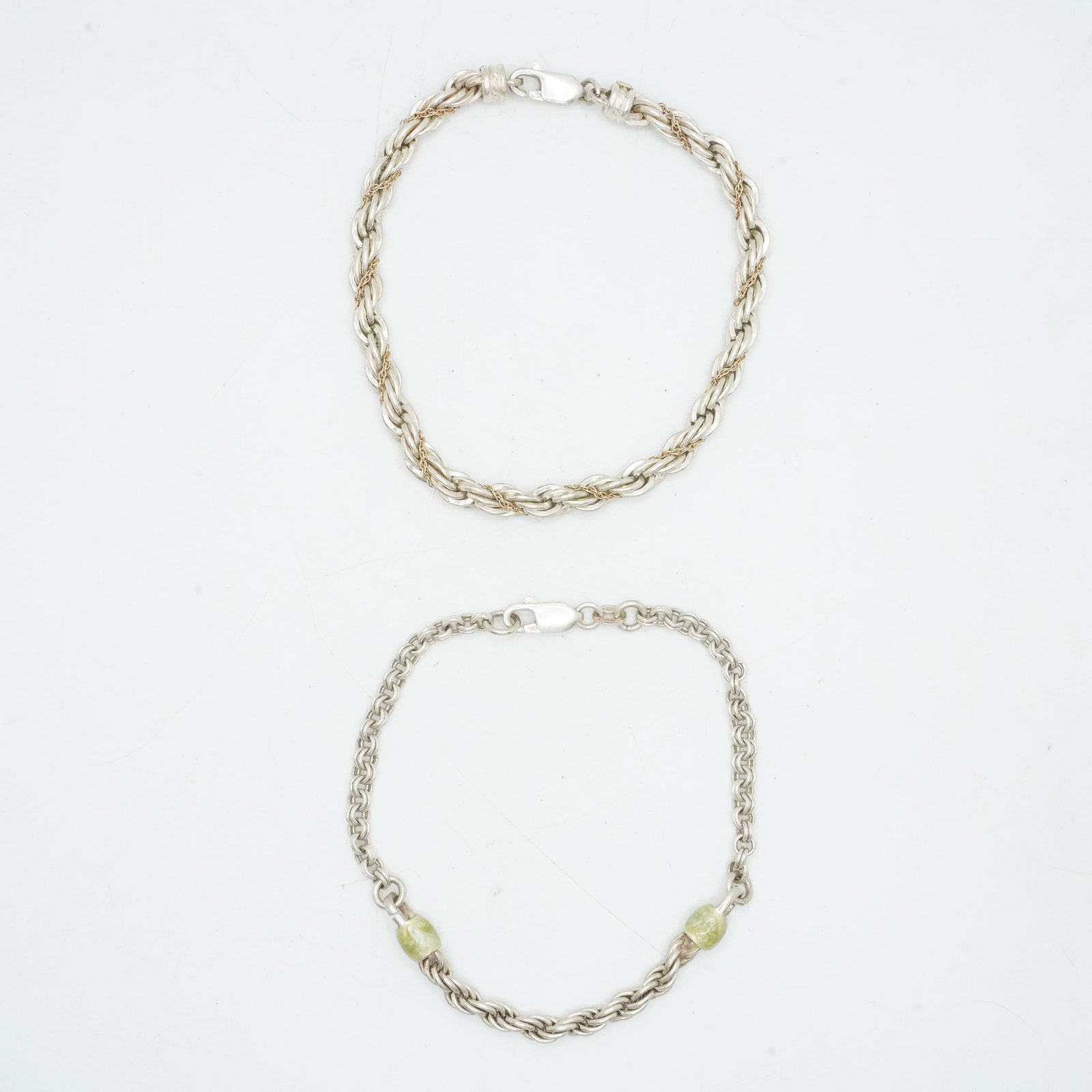 22.83 Grams 925 Sterling Silver Rope Twist Bracelet and Rope Twist Chain Link Bracelet (1 of 11)