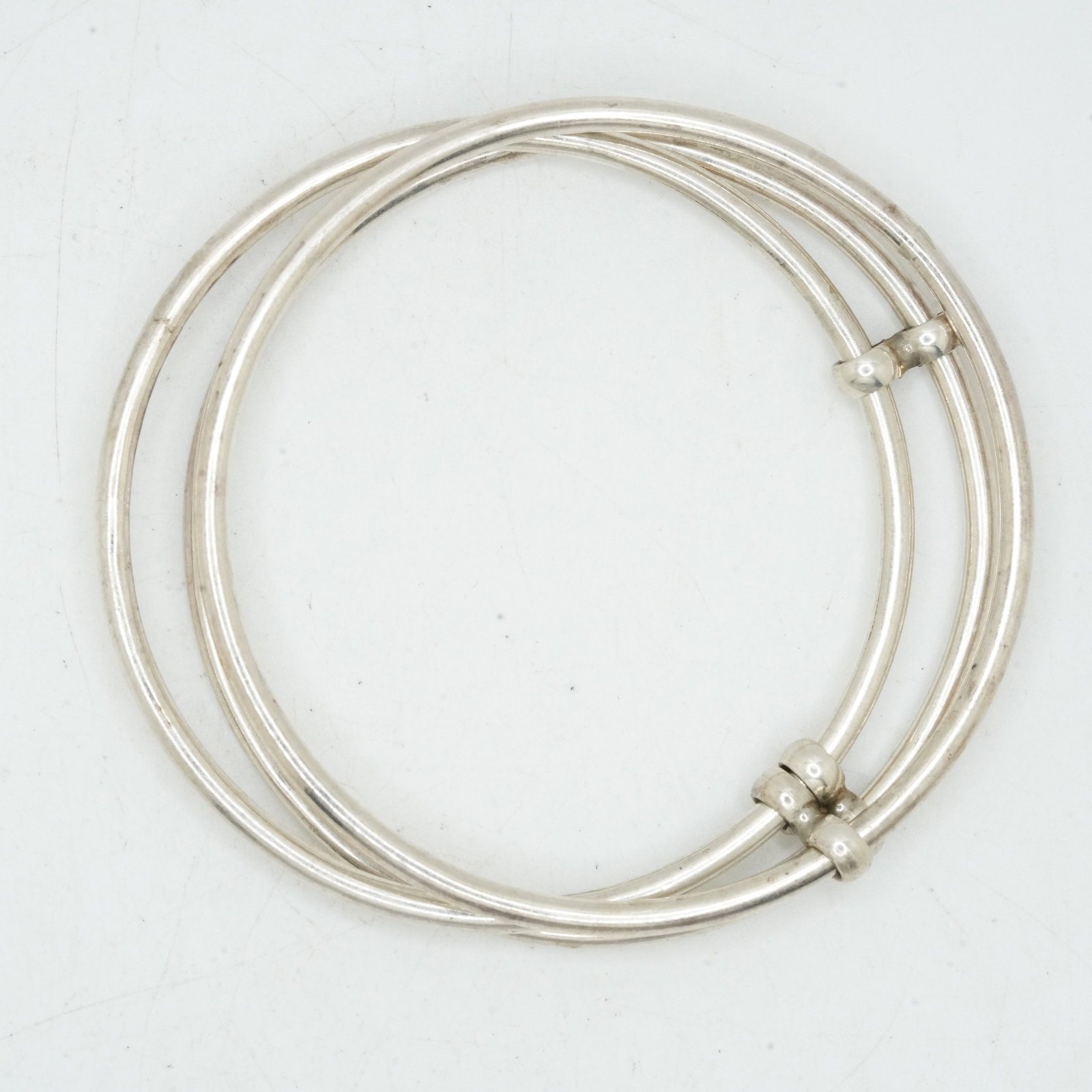 21.33 Grams .925 Sterling Silver 3-Connected Bangle Bracelets, 2 3/4 in. diameter (1 of 6)