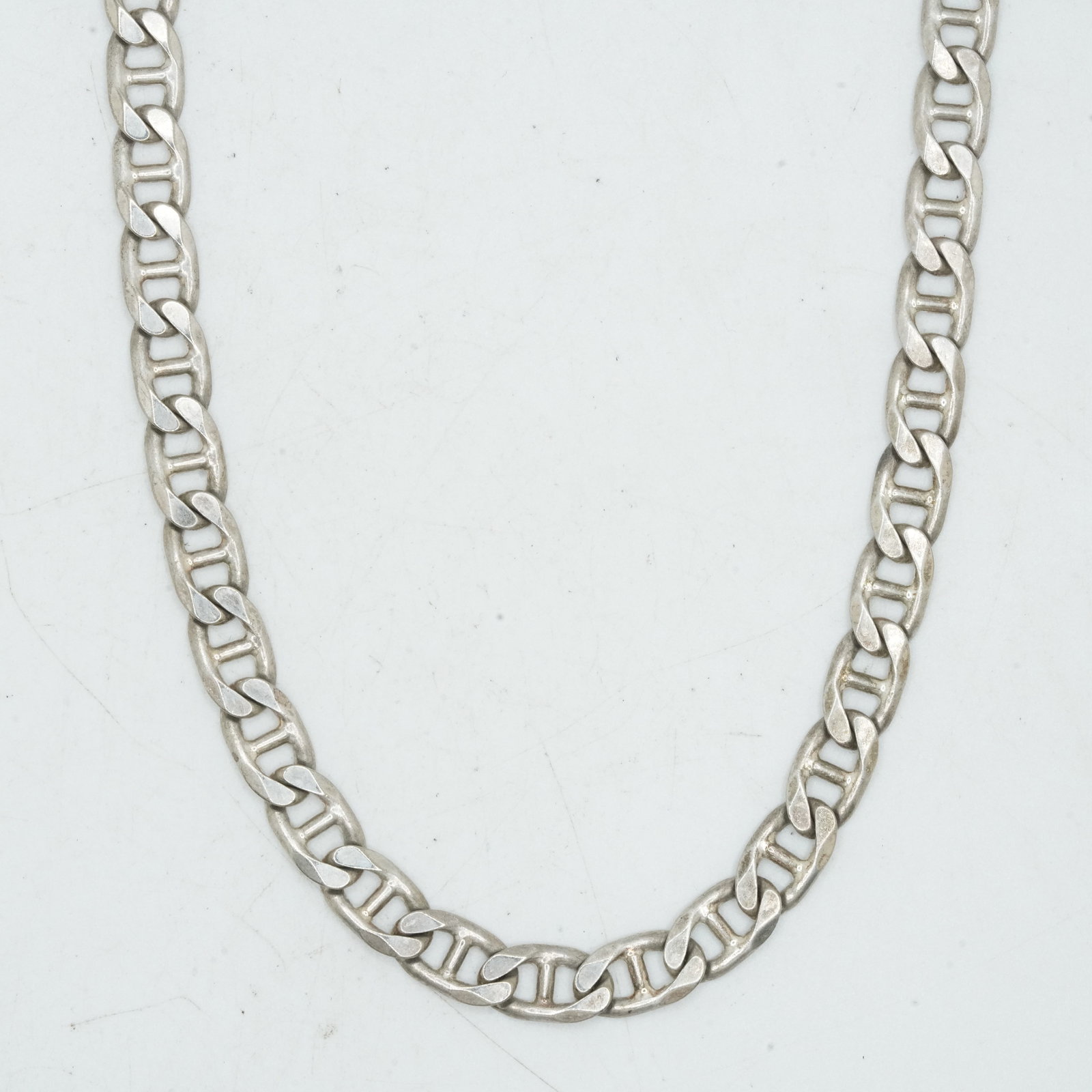 41.35 Grams .925 Sterling Silver Italy Mariner Etched Link Necklace / Chain 24 1/4 inches x 1/4 in.: 41.35 Grams .925 Sterling Silver Italy Mariner Etched Link Necklace / Chain 24 1/4 inches x 1/4 in.