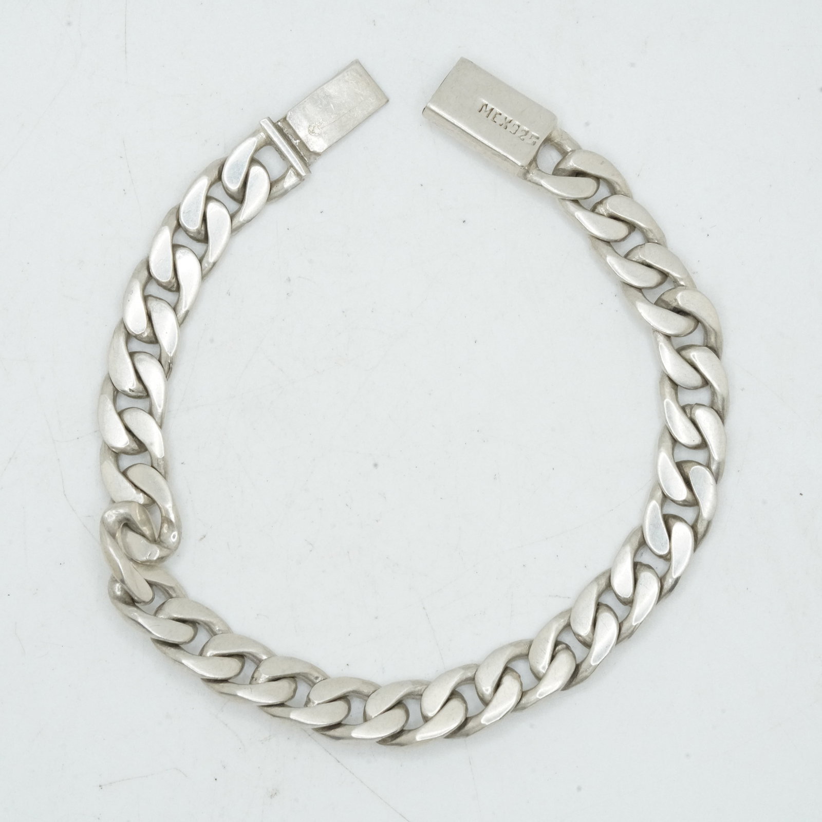 39.00 Grams .925 Sterling Silver M&X Heavy Cuban Link Bracelet 9 3/8 in. x 3/8 in. (1 of 12)