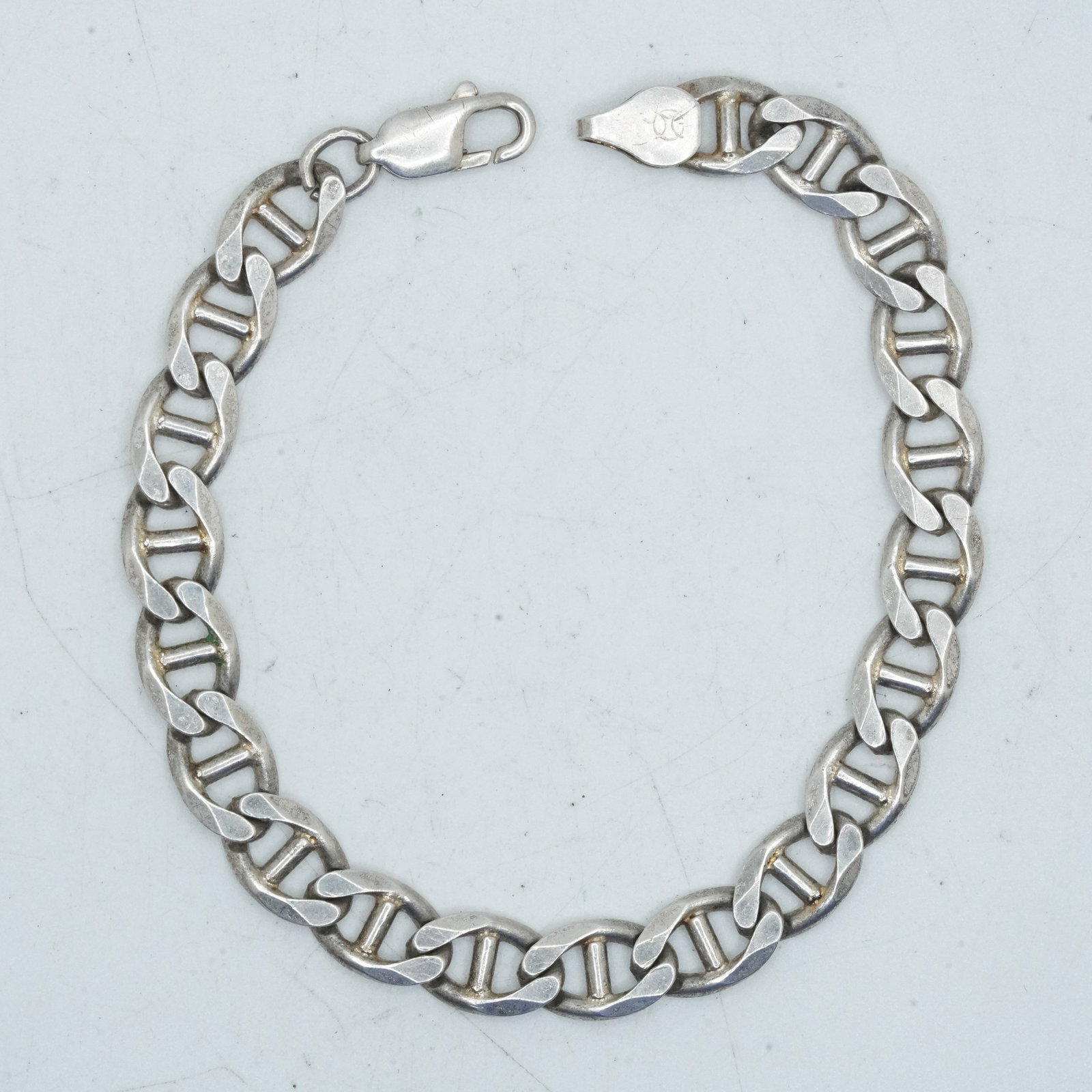 13.78 Grams .925 Sterling Silver Italy Mariner Link Bracelet with Unknown Designer Mark (1 of 8)