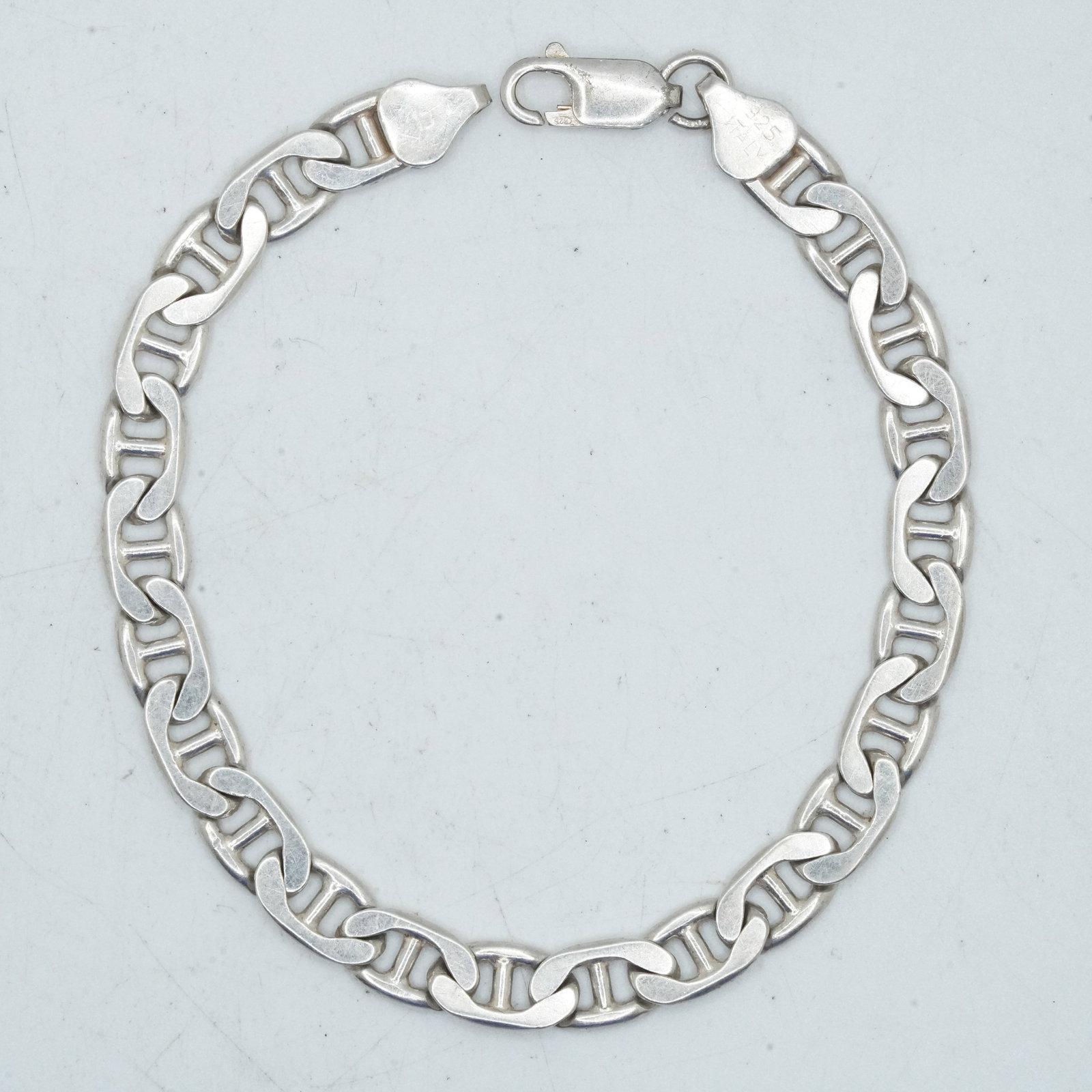 15.05 Grams .925 Sterling Silver Italy Mariner's Link Bracelet, 8 1/4 in. x 1/4 in. (1 of 12)