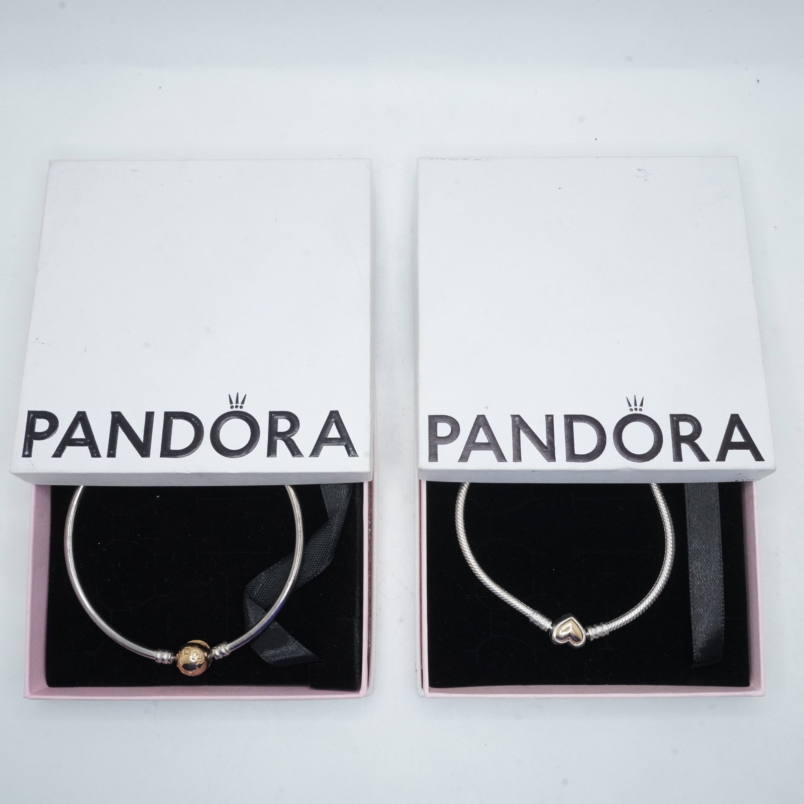 25.10 Grams .[2] Pandora Bracelets: marked 585 [14K ] Heart Sterling Silver Bracelet; marked 585 (1 of 9)