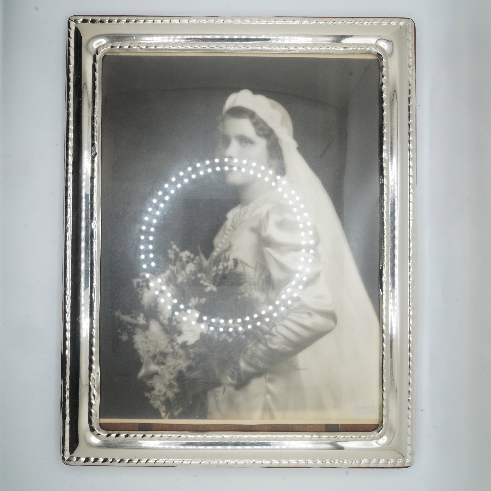 Sterling Silver Wide Picture Frame , inner size 9 in. x 7 1/2 in.; outer size 11 in. x 8 5/8 in. (1 of 8)