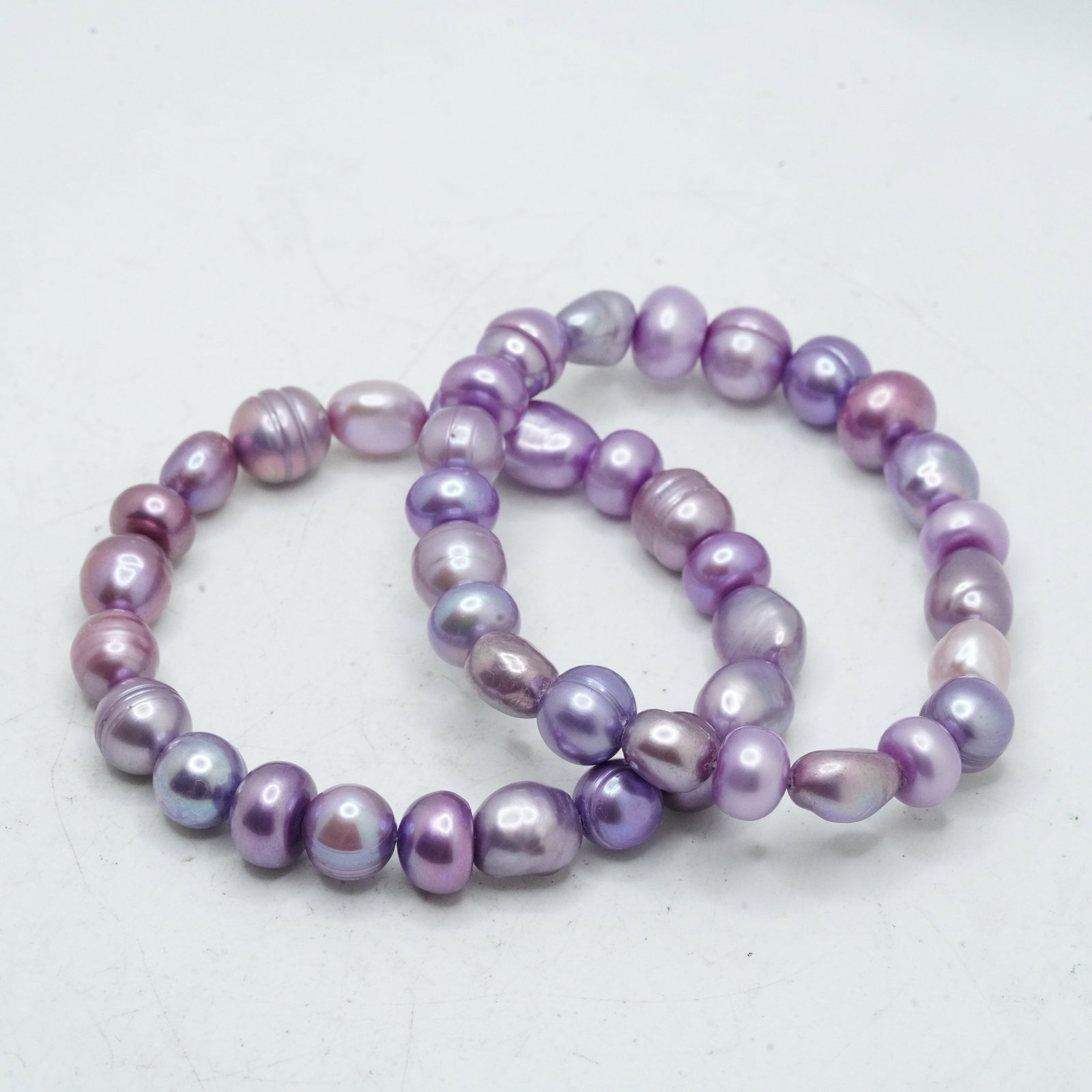 2 Lavender Genuine Freshwater Baroque Pearl Bracelets, 2 1/2 in. x 1/2 in.: 2 Lavender Genuine Freshwater Baroque Pearl Bracelets, 2 1/2 in. x 1/2 in.