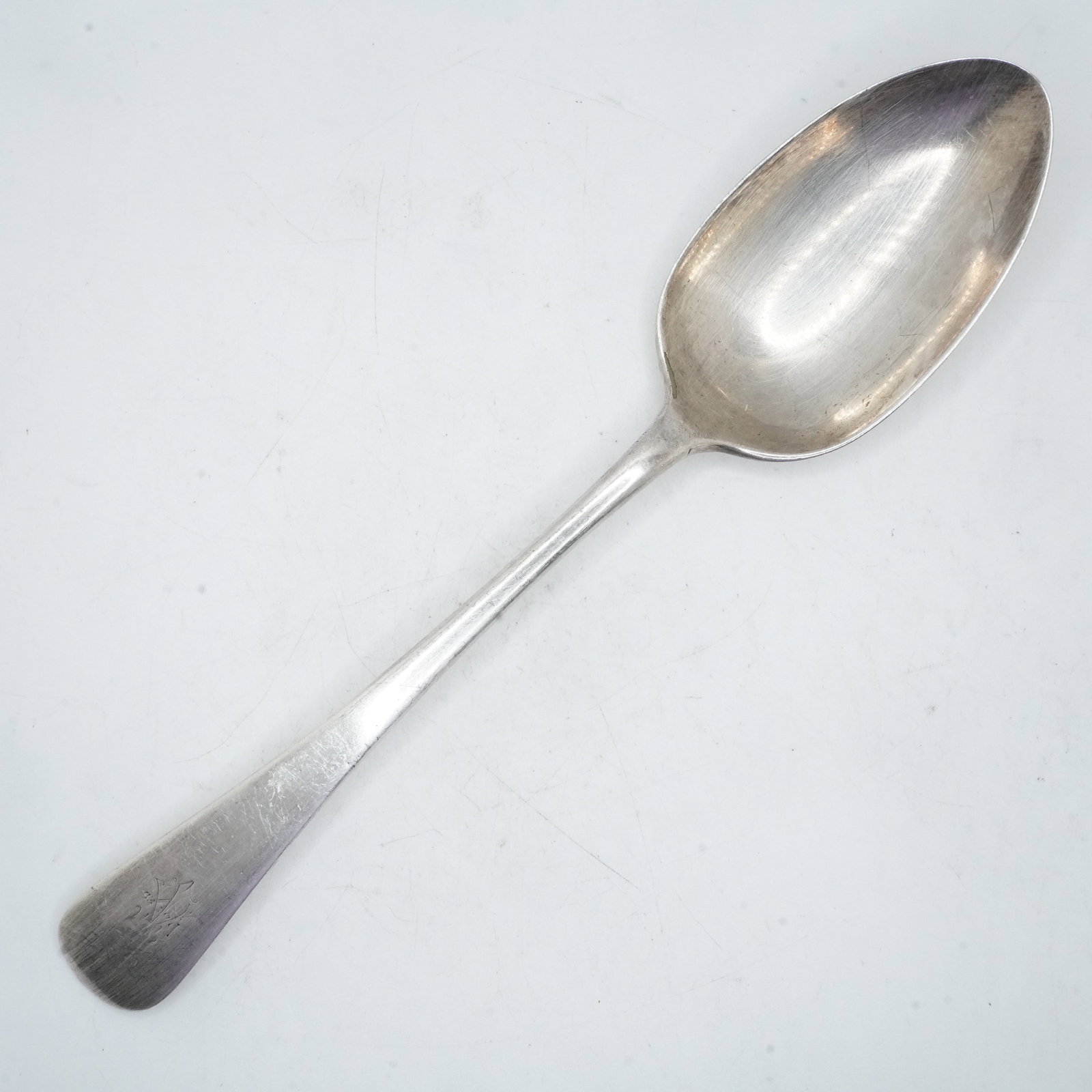 93.50 Grams Coin Silver, Hallmarked, Large Heavy Spoon, 9 inches x 2 inches: 93.50 Grams Coin Silver, Hallmarked, Large Heavy Spoon, 9 inches x 2 inches