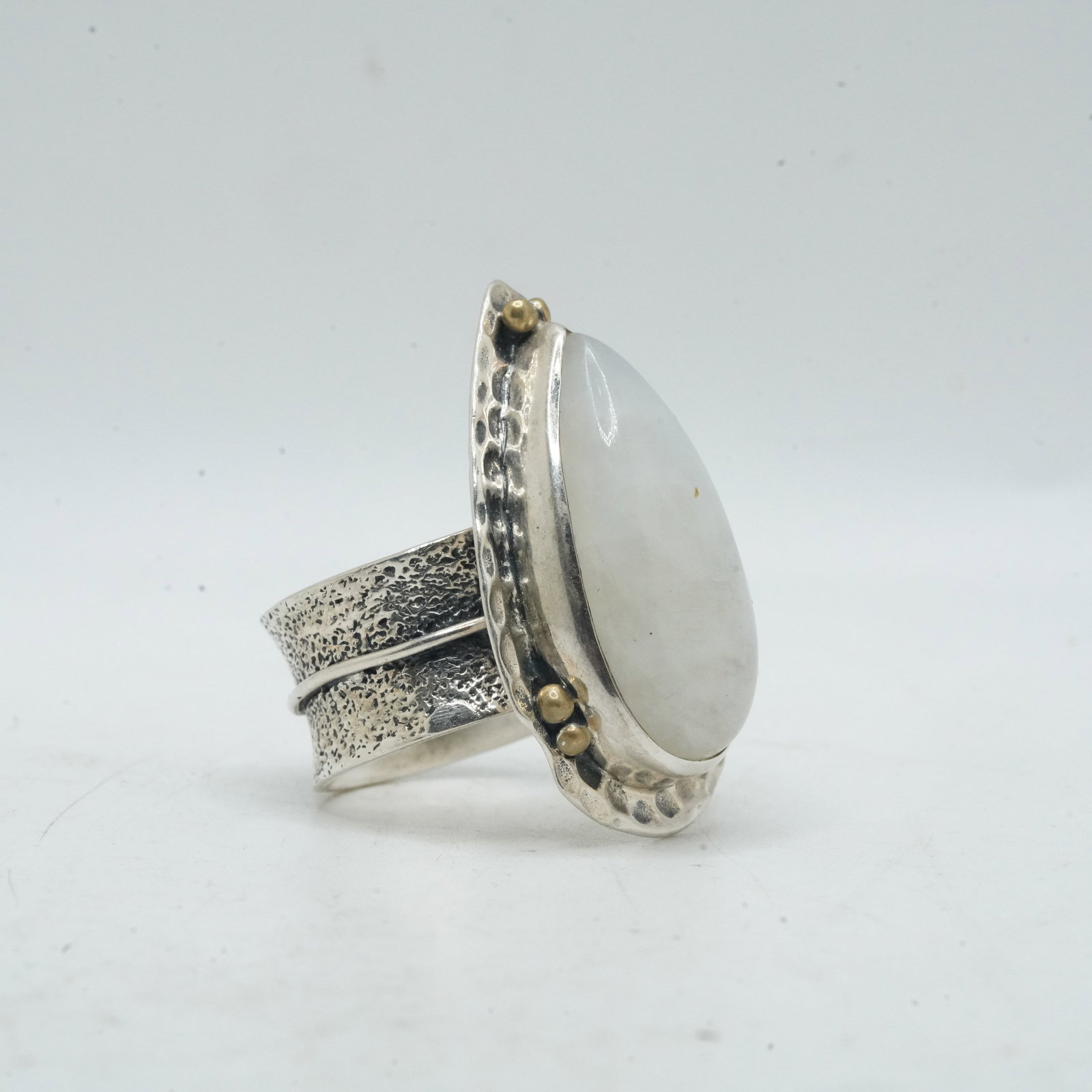23.61 Grams .925 Sterling Silver Ayro Hand Hammered Large Ring Size 10 Tear Drop Shaped (1 of 7)