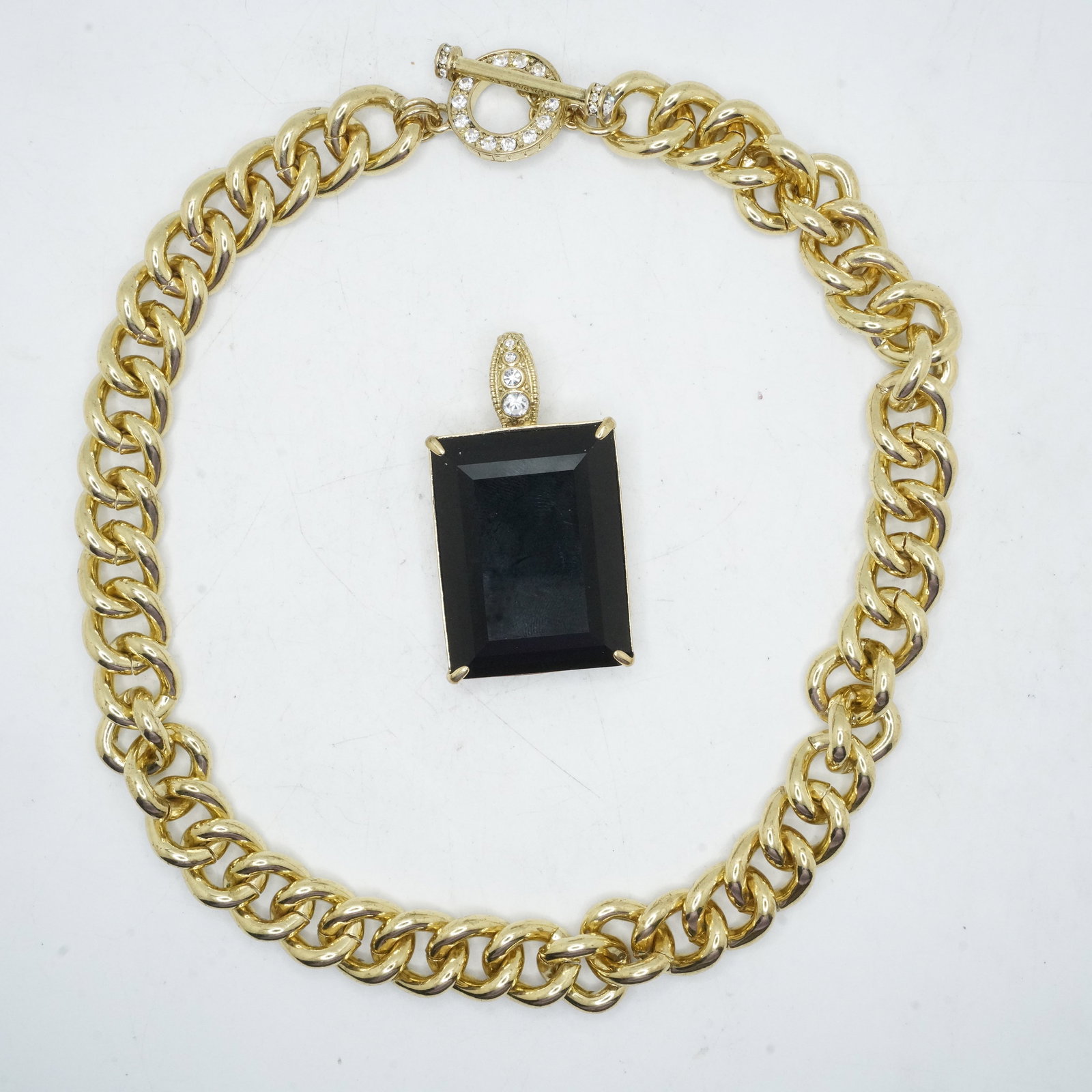 HEIDI DAUS "Hot Rocks" Necklace and Toggle 19 in. x 5/8 in. & Pendant 2 1/4 in. x 1 1/4 in.: HEIDI DAUS "Hot Rocks" Necklace and Toggle 19 in. x 5/8 in. & Pendant 2 1/4 in. x 1 1/4 in.