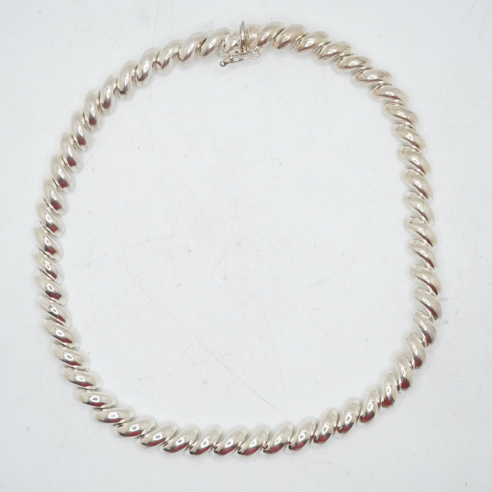61.00 Grams .925 Sterling Silver Heavy San Marco Link Necklace 17 invhes length x 3/8 in.: 61.00 Grams .925 Sterling Silver Heavy San Marco Link Necklace 17 invhes length x 3/8 in.