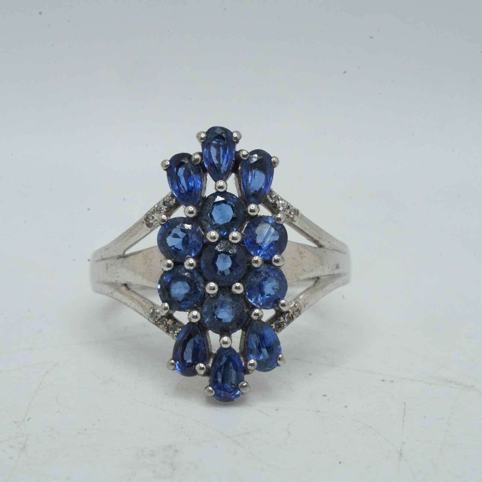 7.00 Grams .925 Sterling Silver Tanzanite Cocktail Ring Size 10.75 , 1 in. x 1 in. (1 of 9)
