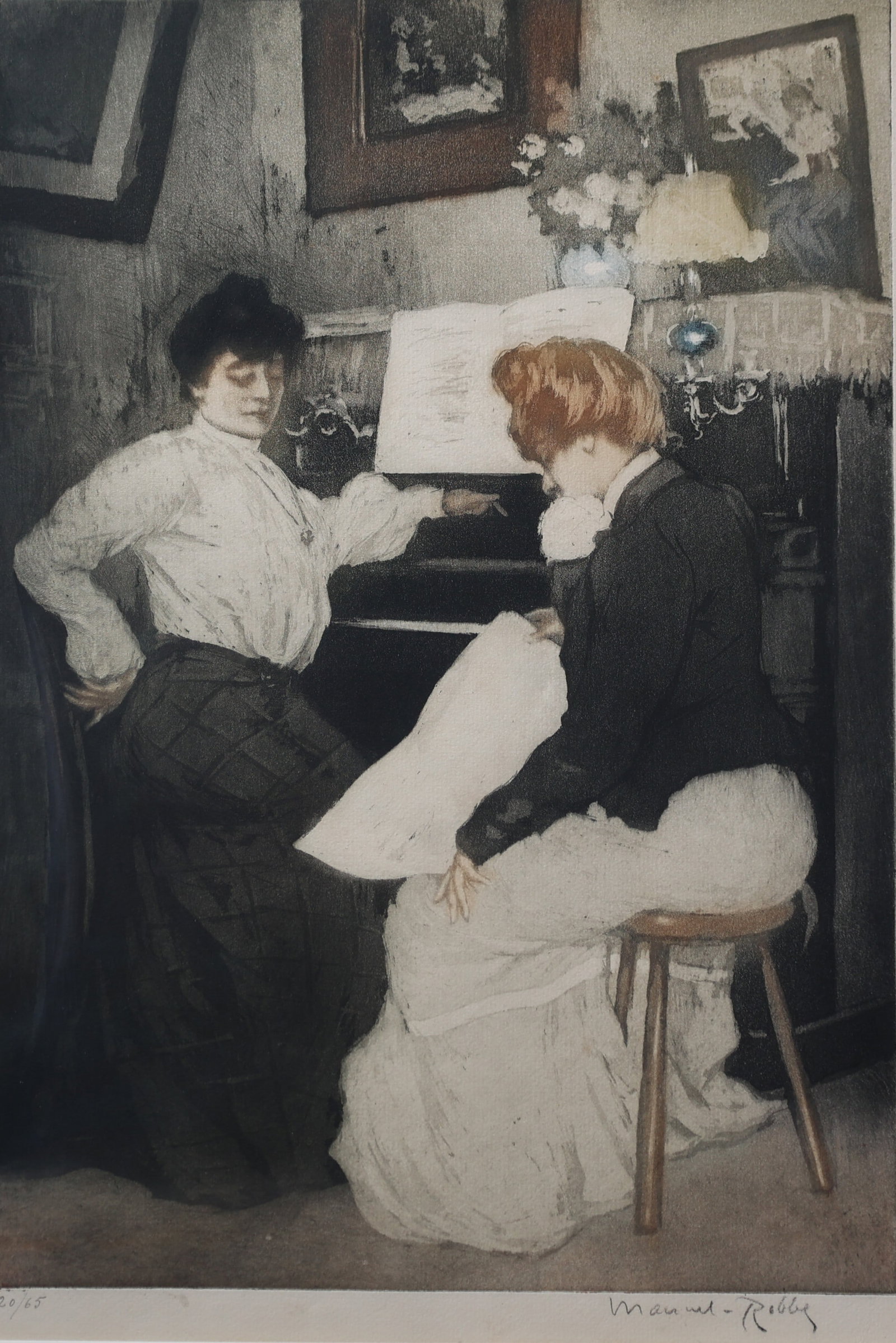 Manuel Robbe (1872–1936), Aquatint Le Nouveau morceau de musique, Gallery Label (1 of 9)