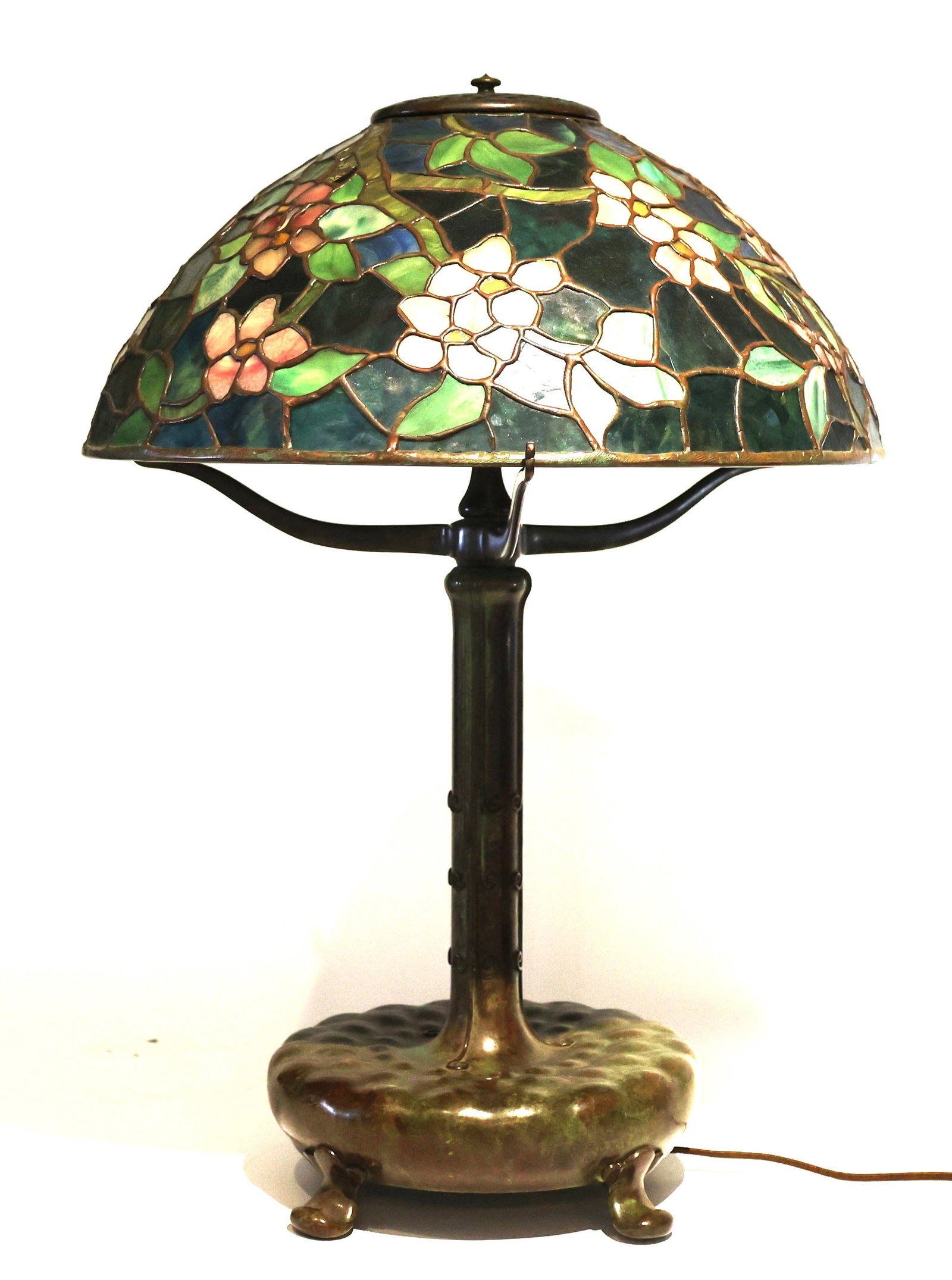 Tiffany Studios Apple Blossom Leaded Glass Table Lamp Signed Shade and Base (1 of 16)