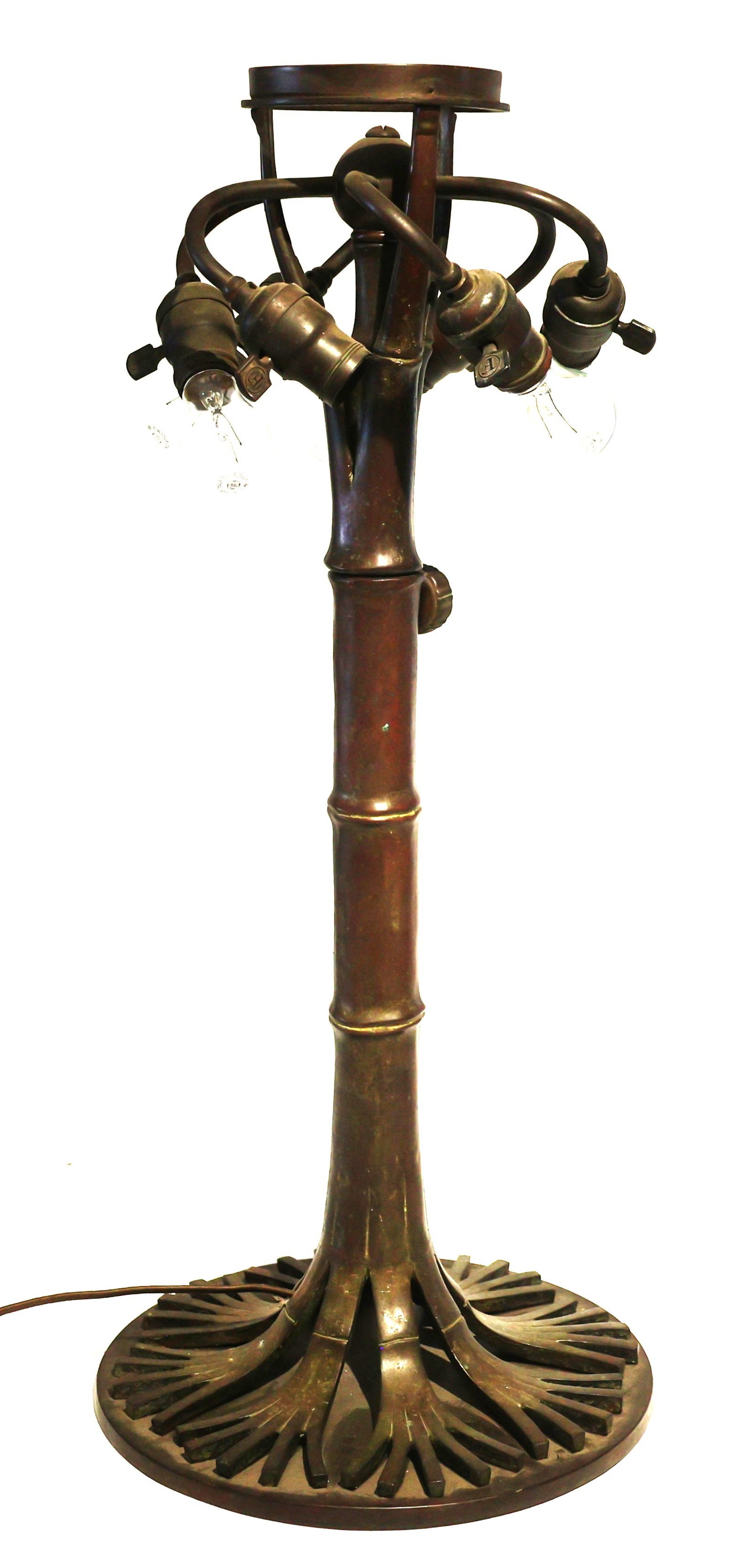 Tiffany Studios Leaded Glass Bamboo Table Lamp Signed Shade and Signed Base - 4