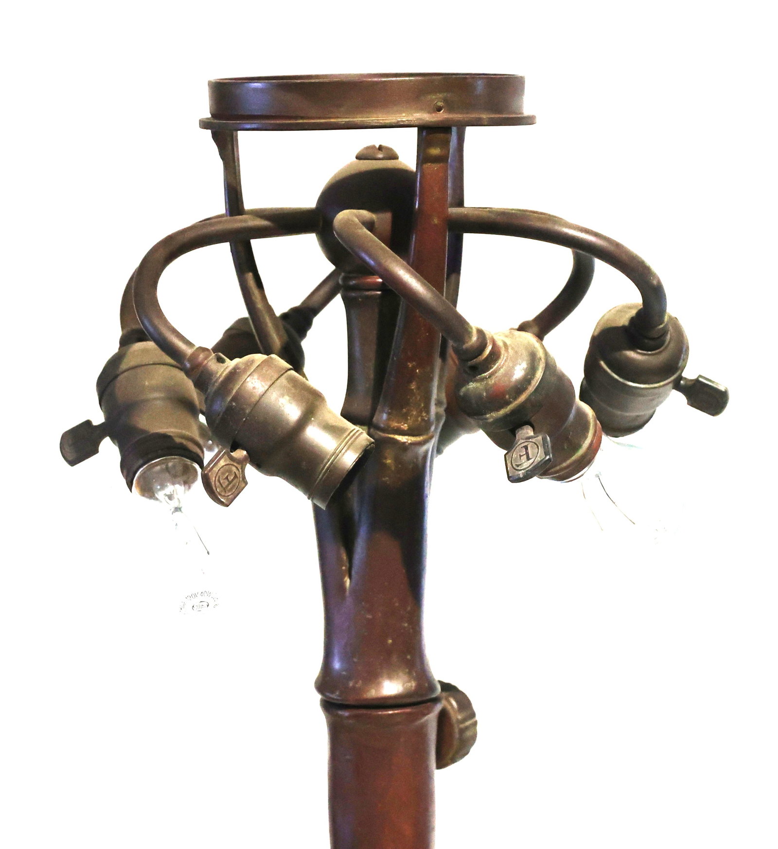 Tiffany Studios Leaded Glass Bamboo Table Lamp Signed Shade and Signed Base - 5