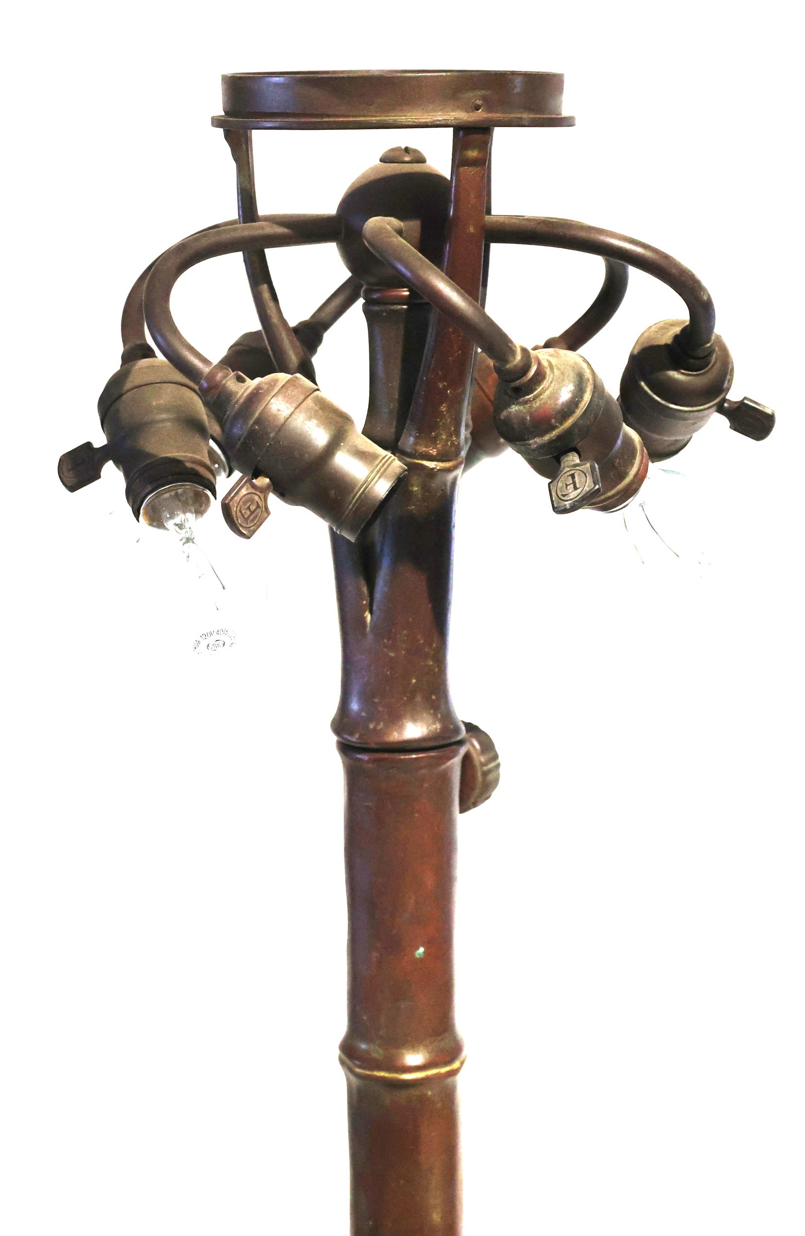 Tiffany Studios Leaded Glass Bamboo Table Lamp Signed Shade and Signed Base - 6