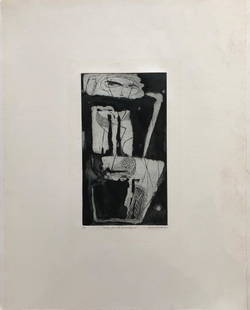 Louise Nevelson "Goddess from the Great Beyond": Lithograph on paper.Provenance: the collection of the Art Academy of Cincinnati"Goddess from the Great Beyond". Signed in pencil l/r, titled, dated 1955 and numbered 11/20. sight 8" wd. x 13.75"