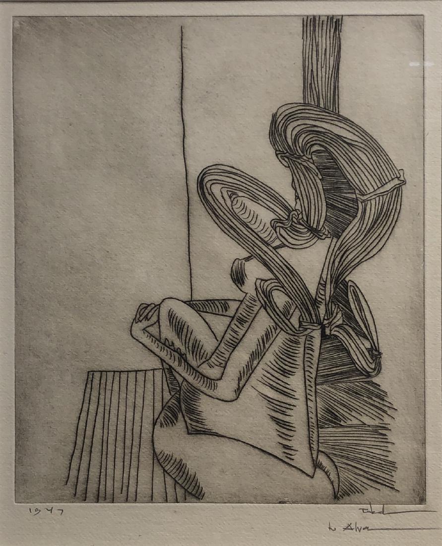 Two Lithographs by Peter Takel: "Sitting Nude" 8.5" wd. x 10.5" ht. sight "Reclining Woman" 9.5" wd. x 10" ht. sight Provenance: The Collection of the Art Academy of Cincinnati