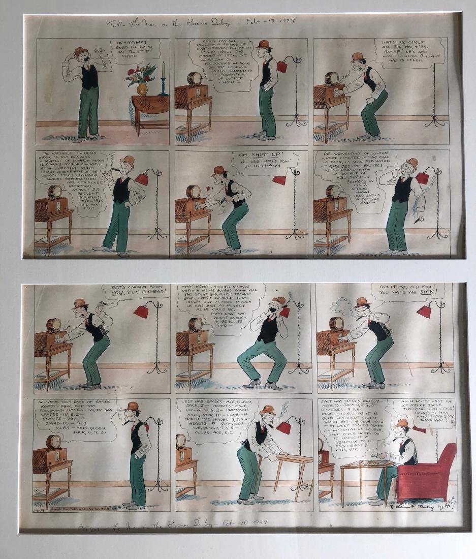 Harold Tucker Webster (American, 1885-1952), "The Man: 31.5" wd x 35" ht. An early original watercolor illustration by Harold Tucker Webster depicting the famous cartoon "The Man in the Brown Derby". Signed on the lower right and dedicated to Allison F. S