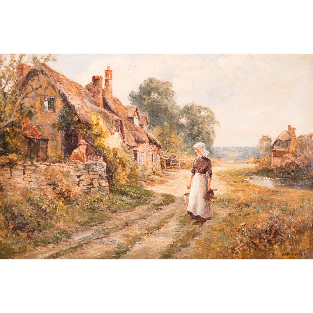 Ernest Walbourn (English, 1872-1927), Landscape: Sight: 23.5" wd. x 15.5" ht Framed: 28.5" wd. x 20.5" ht. Landscape, Oil on canvas, sign