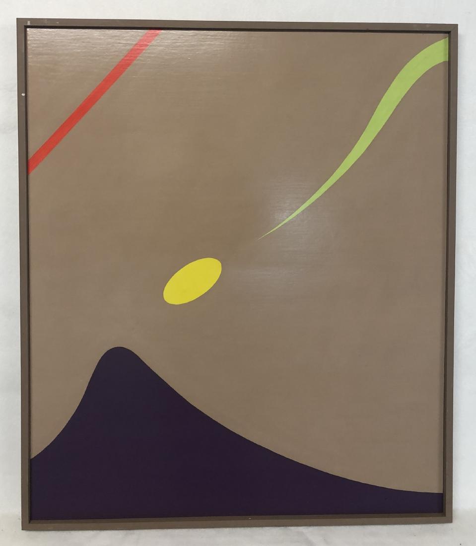 William Downing Abstract Color Field Painting, "Dynamic: 24" wd. x 28" ht. Acrylic on masonite. Housed in simple wood frame. 1968 Downing, an electrical engineer, executed his entire body of work from 1