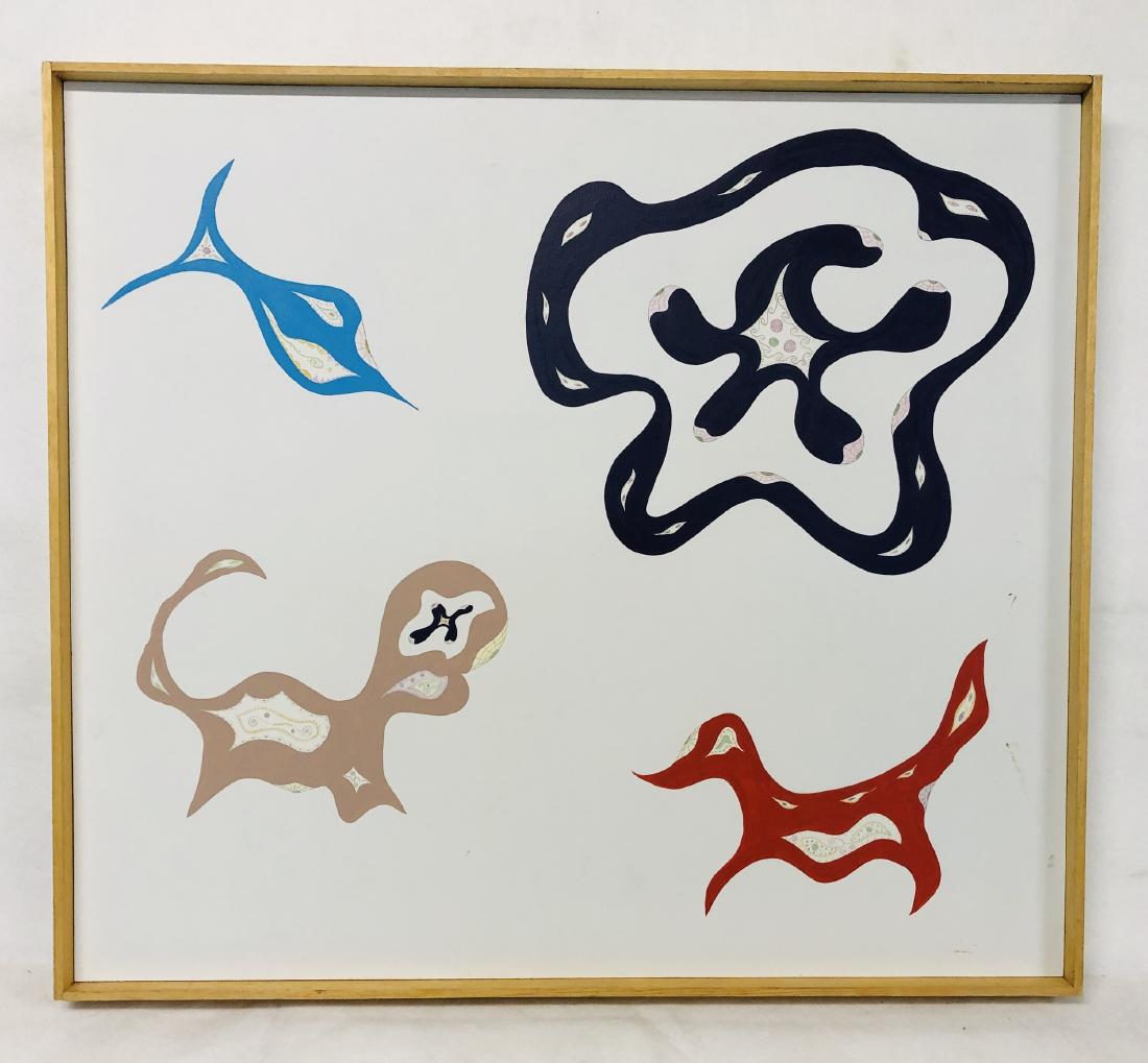 William Downing Abstract Color Field Painting, Untitled: 28" wd x 24" ht. Acrylic on masonite. Housed in simple wood frame. 1969 Downing, an electrical engineer, executed his entire body of work from 19