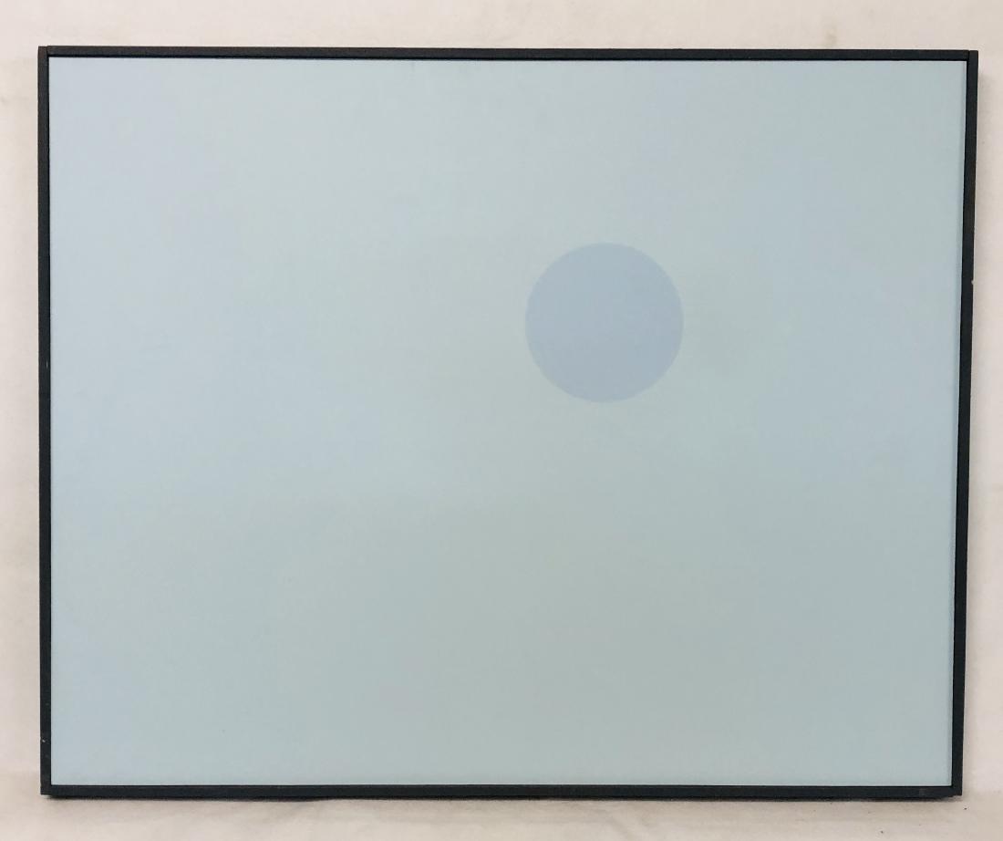 William Downing Abstract Color Field Painting, Untitled: 31" wd x 24" ht. Acrylic on masonite. Housed in simple wood frame. 1969 Downing, an electrical engineer, executed his entire body of work from 1967-1969. Inspired by M.C. Escher, Downing pr