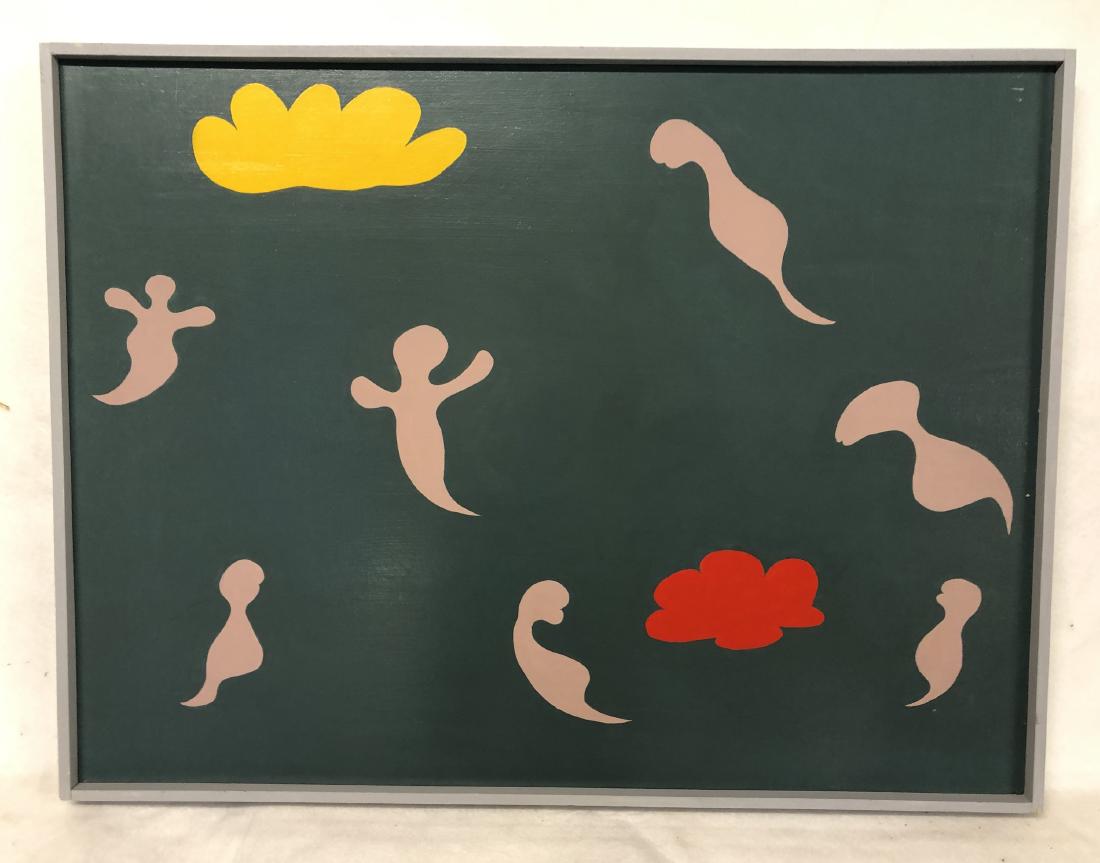 William Downing Abstract Color Field Painting,: 24" wd x 19" ht. Acrylic on masonite. Housed in simple wood frame. 1969 Downing, an electrical engineer, executed his entire body of work from 1967-1969. Inspired by M.C. Escher, Downing produced