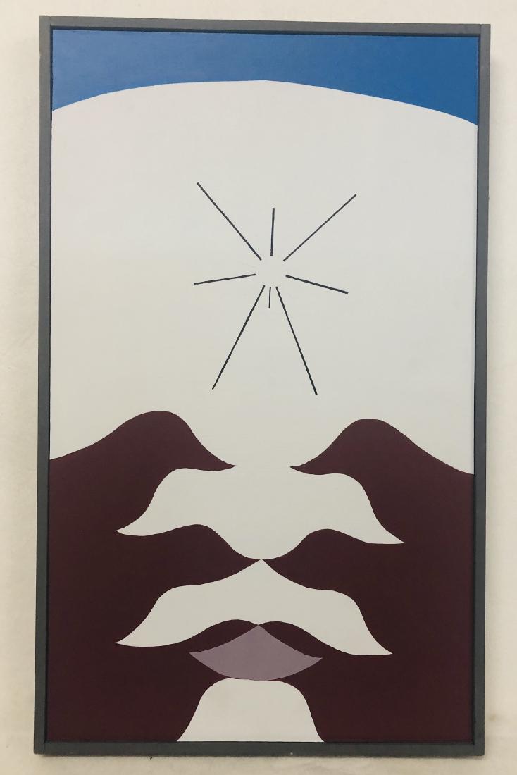 William Downing Abstract Color Field Painting, Untitled: 12" wd. x 20" ht. Acrylic on masonite. Housed in a simple wood frame. 1969 Downing, an electrical engineer, executed his entire body of work from 1967-1969. Inspired by M.C. Escher, Downing produ