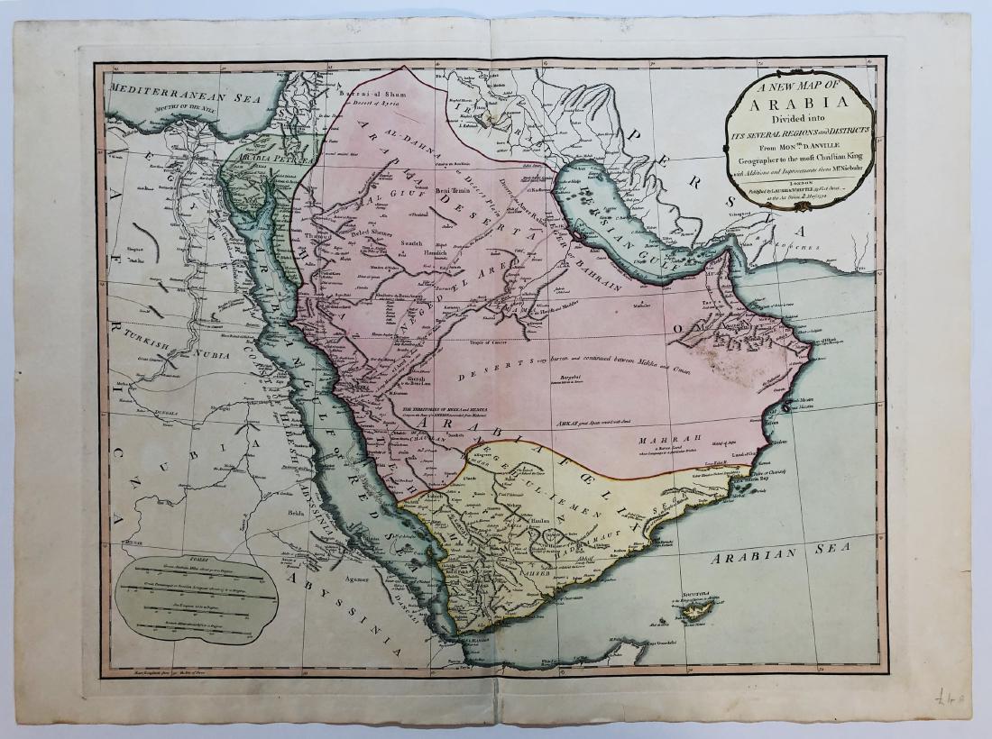 Antique Maps: Two Large Format Maps Depicting Arabia: Largest: 27" wd x 21" ht.