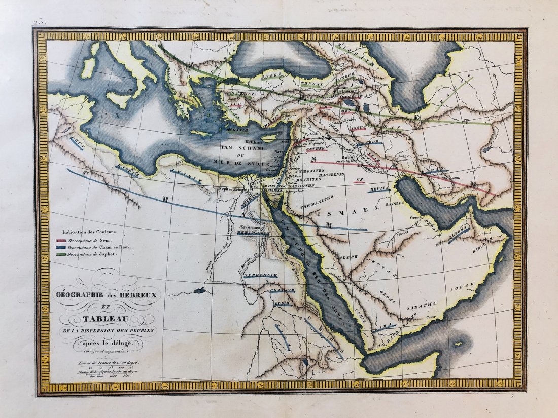 Antique Map: Geographie Des Hebreux Ou Tableau De La: 13.5" wd x 10" ht.