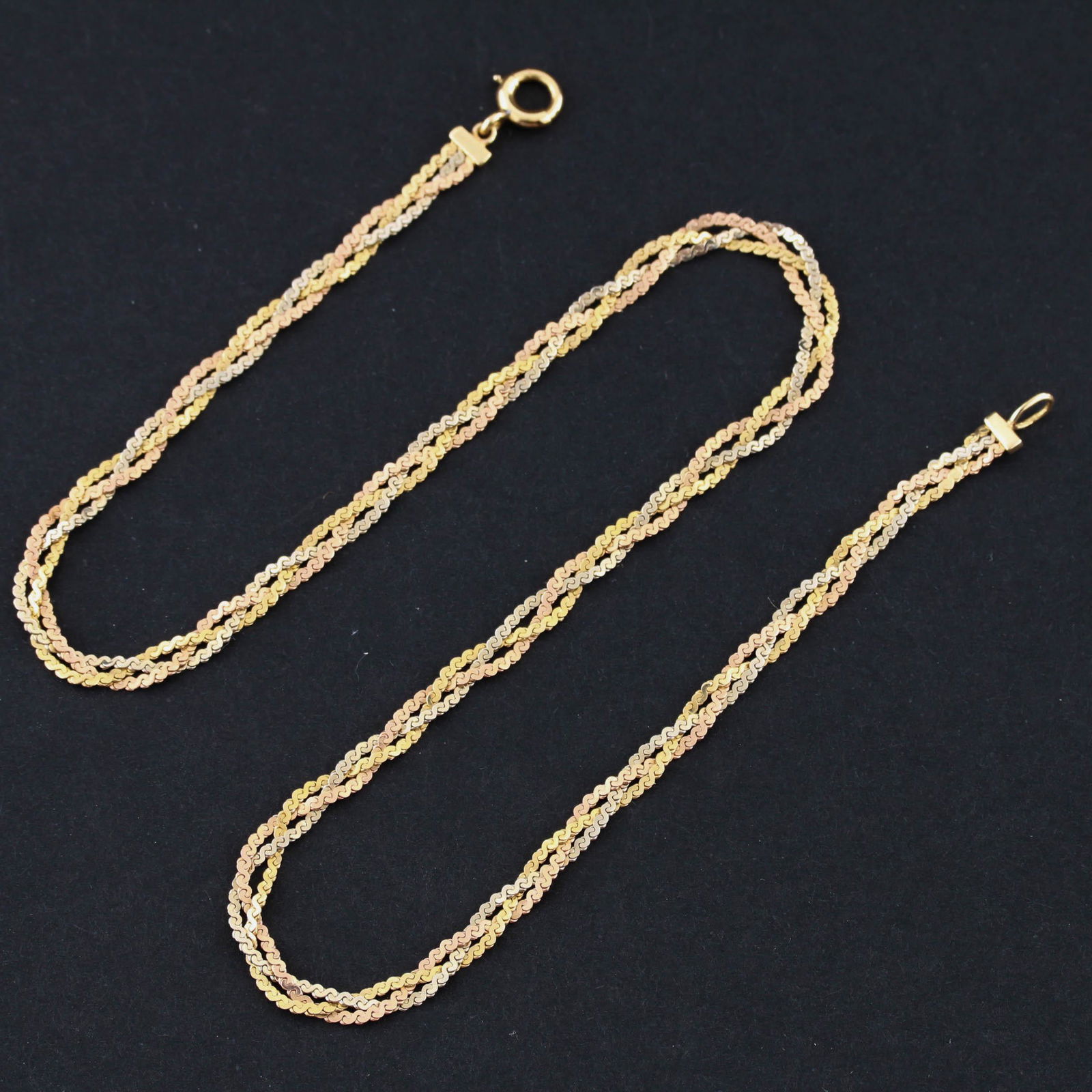 14K Tricolor Gold "S" Link Necklace (1 of 5)