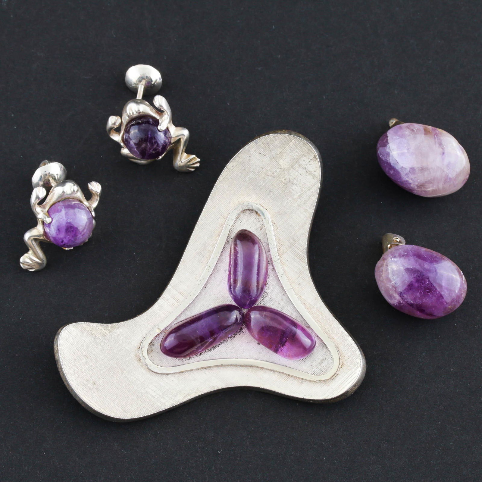 800 Silver Amethyst Earrings and Silver Tone Amethyst (1 of 6)