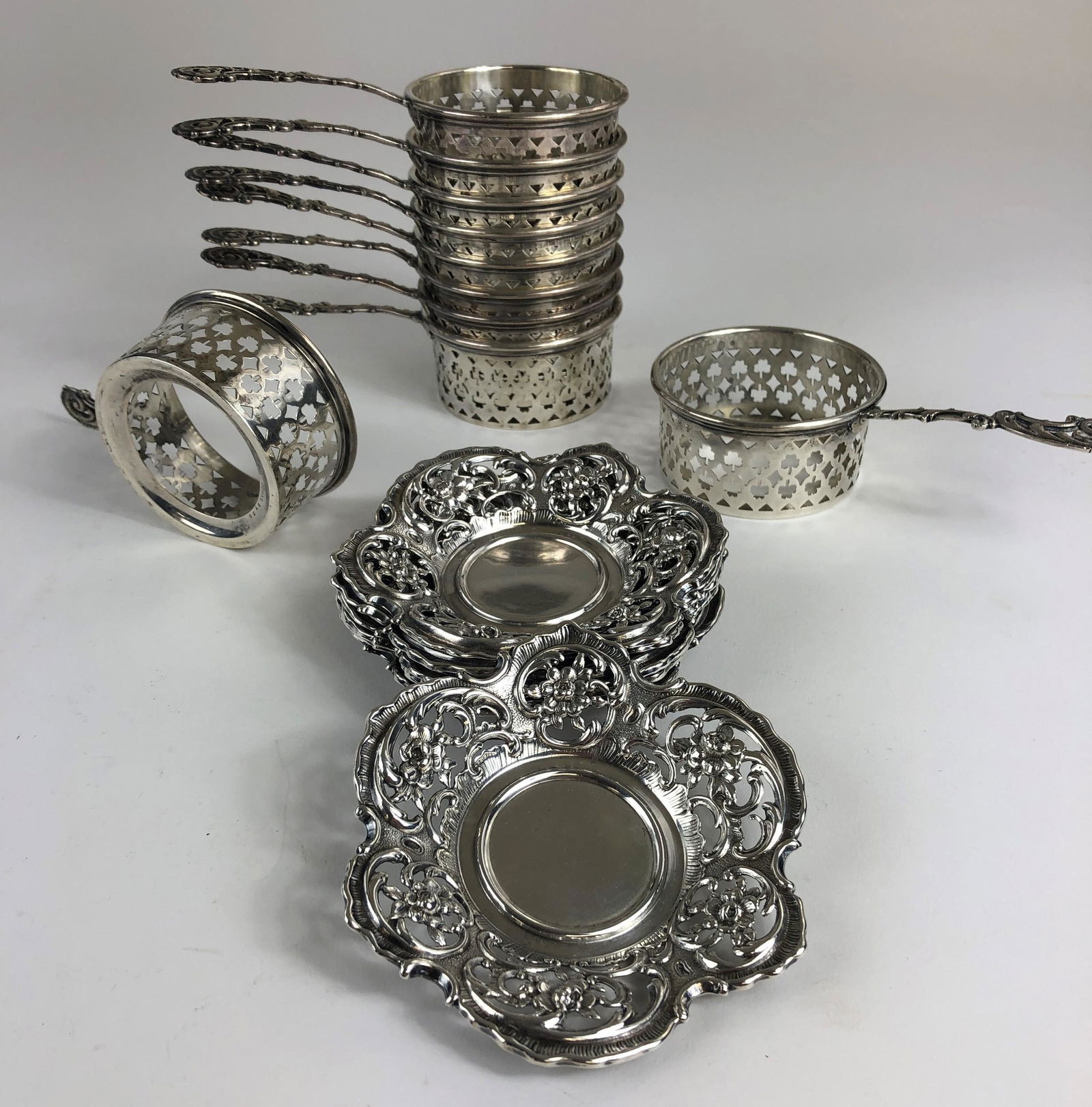 Group of Sterling Silver Coasters and Tea Strainers (1 of 4)