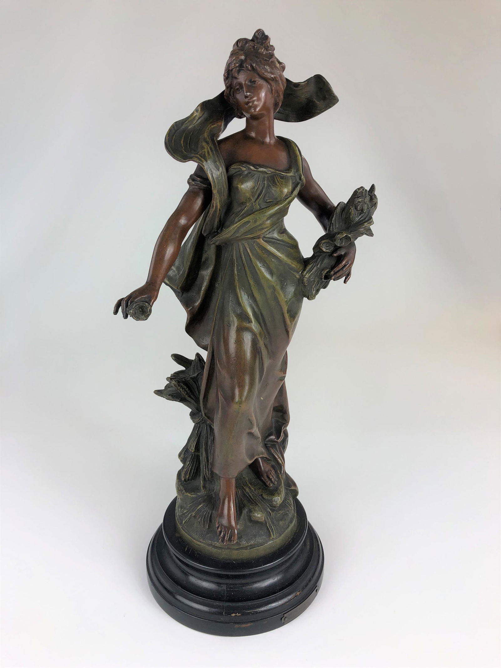 French Spelter Sculpture of a Woman After Moreau (1 of 3)