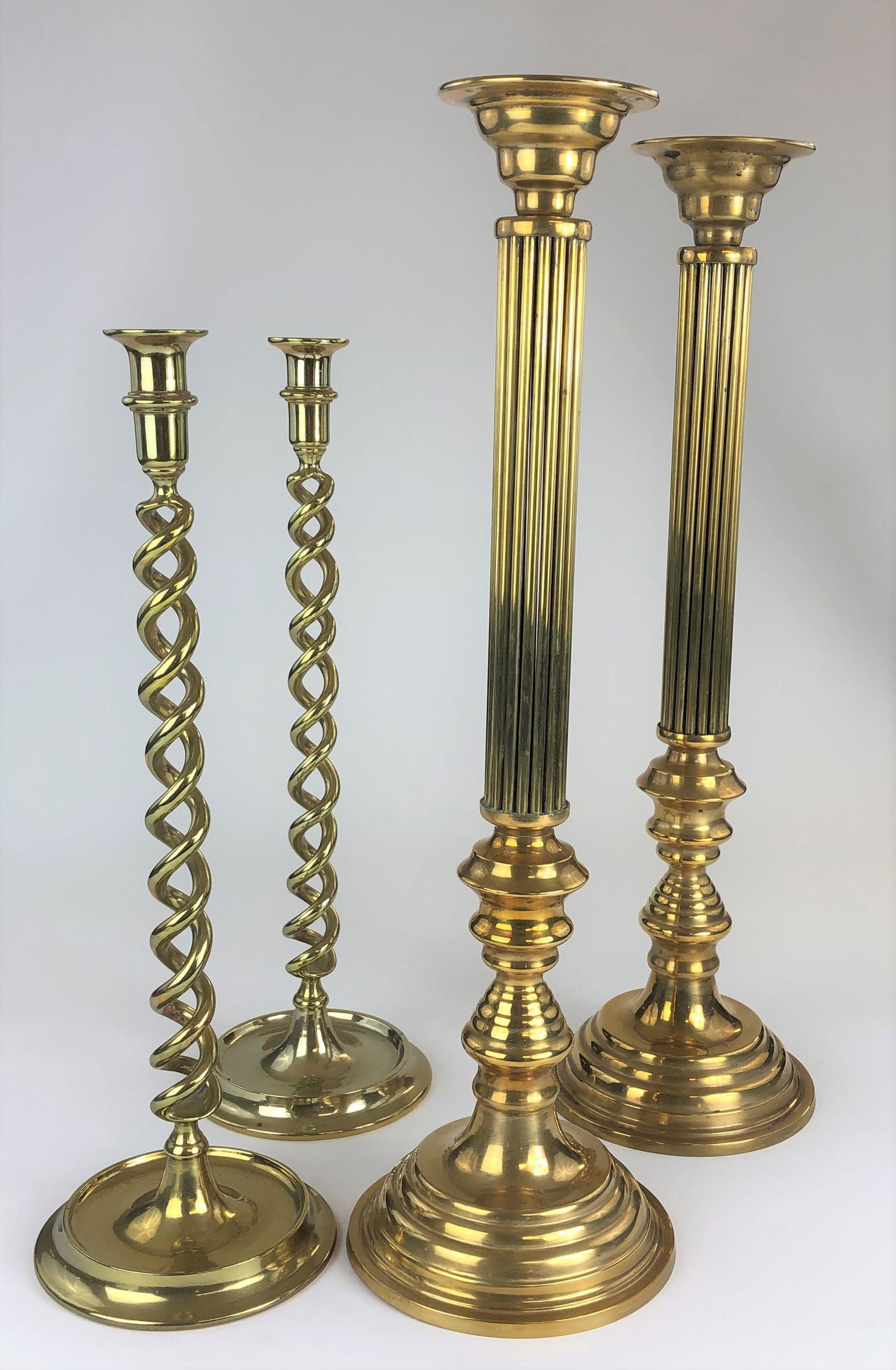 Grouping of Large Brass Candlesticks (1 of 1)