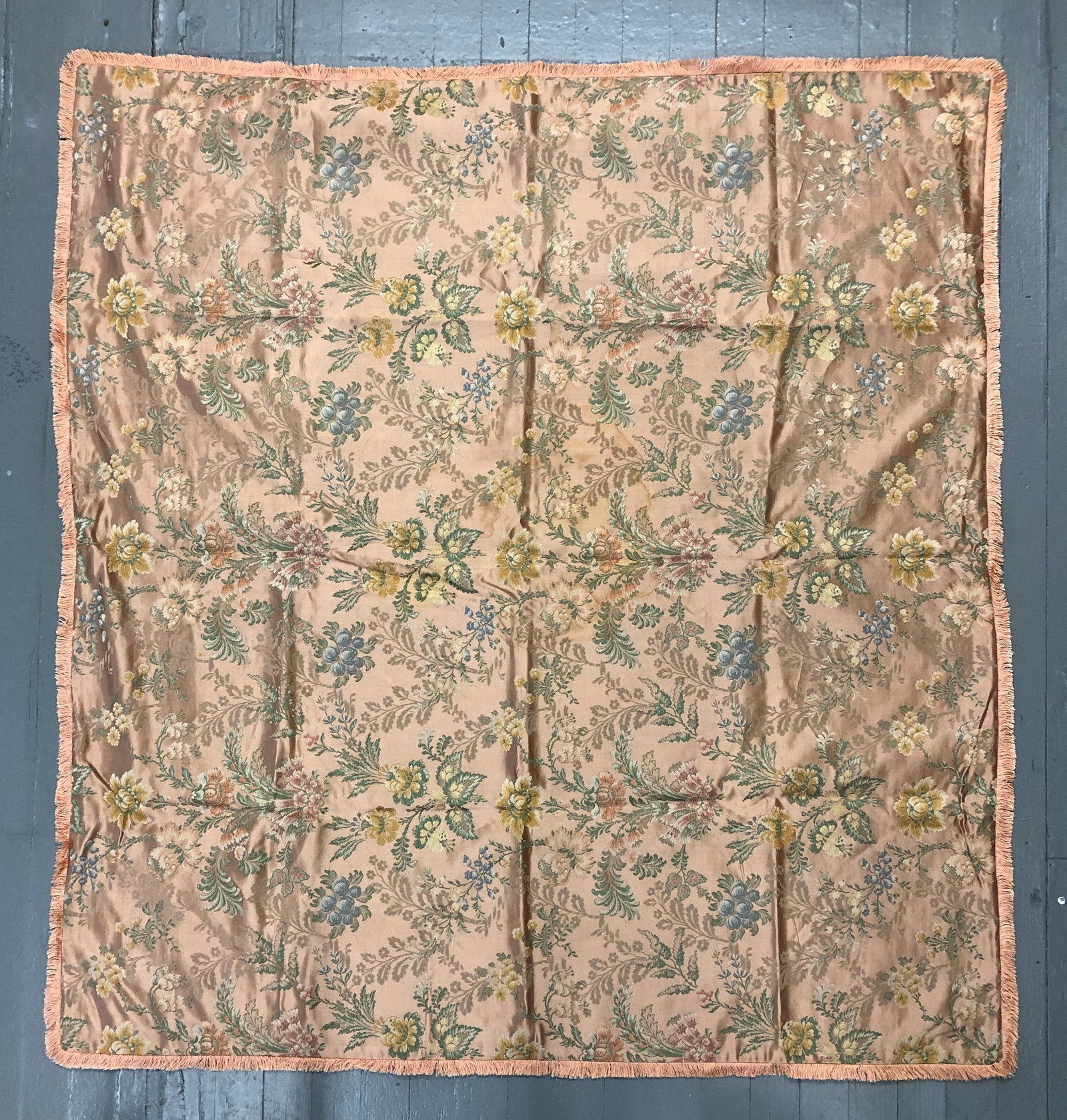 19th Century Continental Embroidered Table Cover: 48" x 50"
