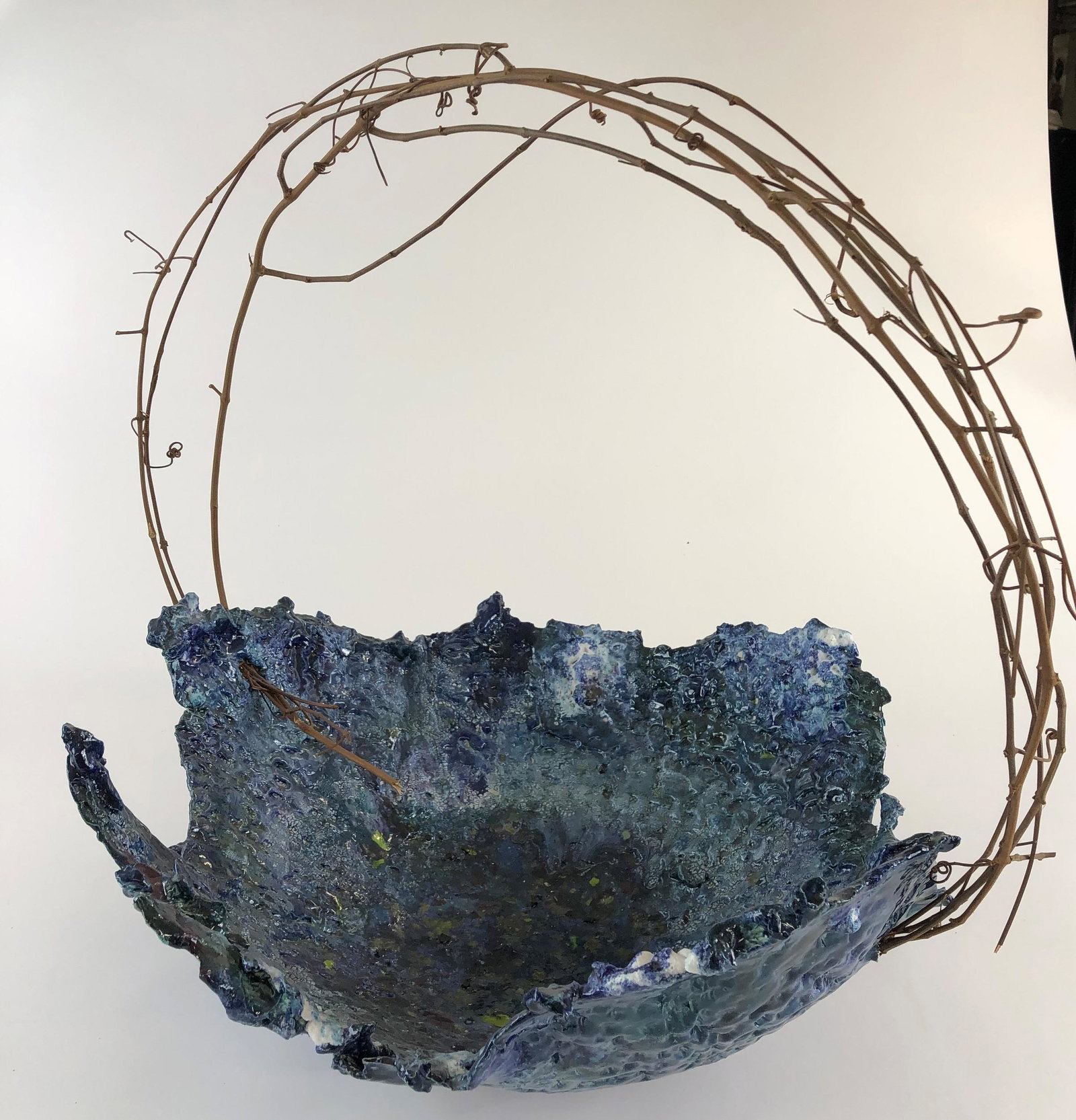 Jacquie Sammon Porcelain Bowls and Large Botanical: 4 bowls, largest 24" diam; floral sculpture 24" diam x 35" ht. Jacque Sammon, a visually impaired artist from Cincinnati, Ohio, studied ceramics at the Clovernook Center for the Blind and Visually Imp