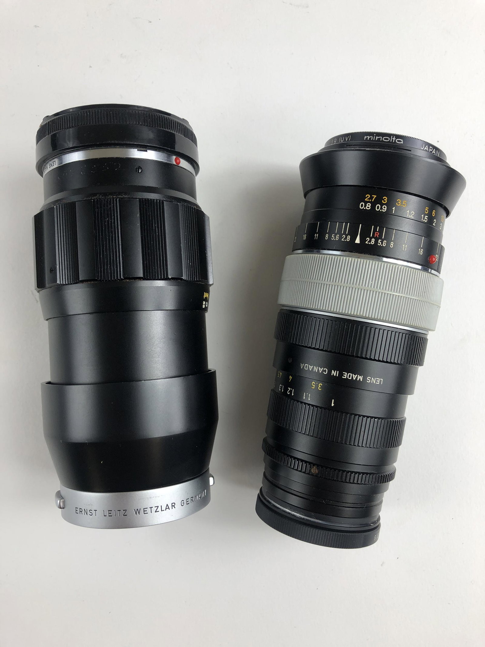 Leica TELE - ELMAR 1:4 / 135 and TELE - ELMAR 1:2.8/90: Leica TELE - ELMAR 1:4 / 135, TELE - ELMAR 1:2.8/90 Lenses and Minolta M-ROKKOR 28MM Camera lens
