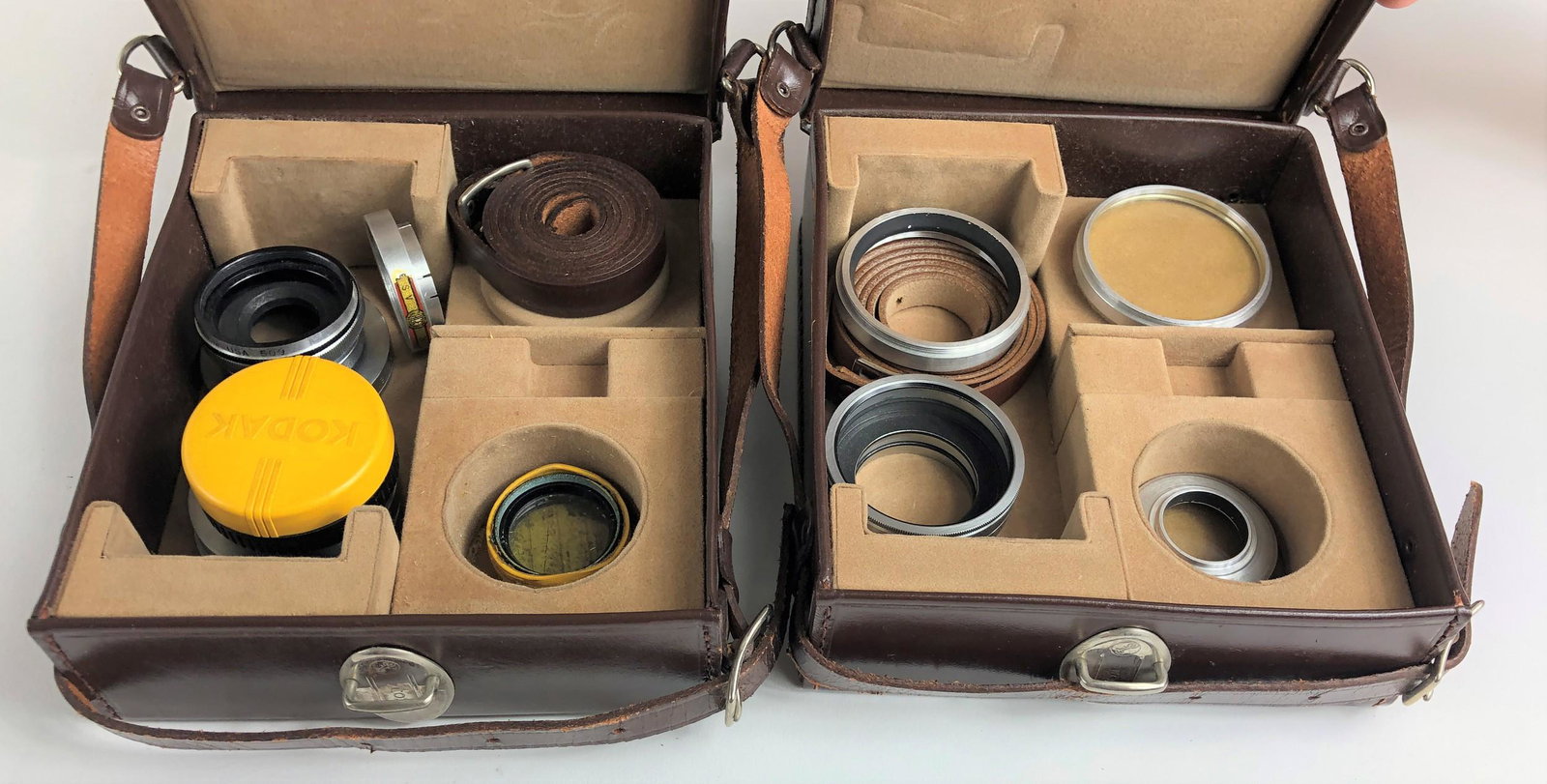 Pair of Leica Leather Accessory Cases: Pair of Leica Leather Accessory Cases