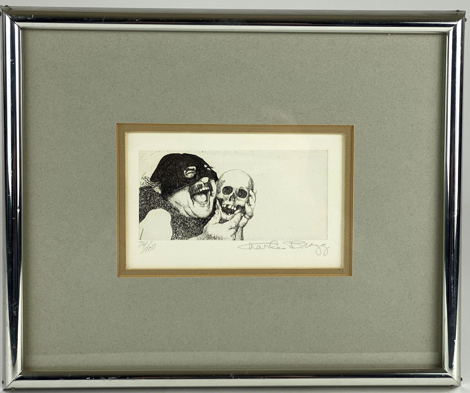 Three Etchings by Charles Bragg (American, 1931-2017): A group of three framed etchings by Charles Bragg, each signed in l.r. margin, and editions of 100; largest 5" x 4" (plate size).