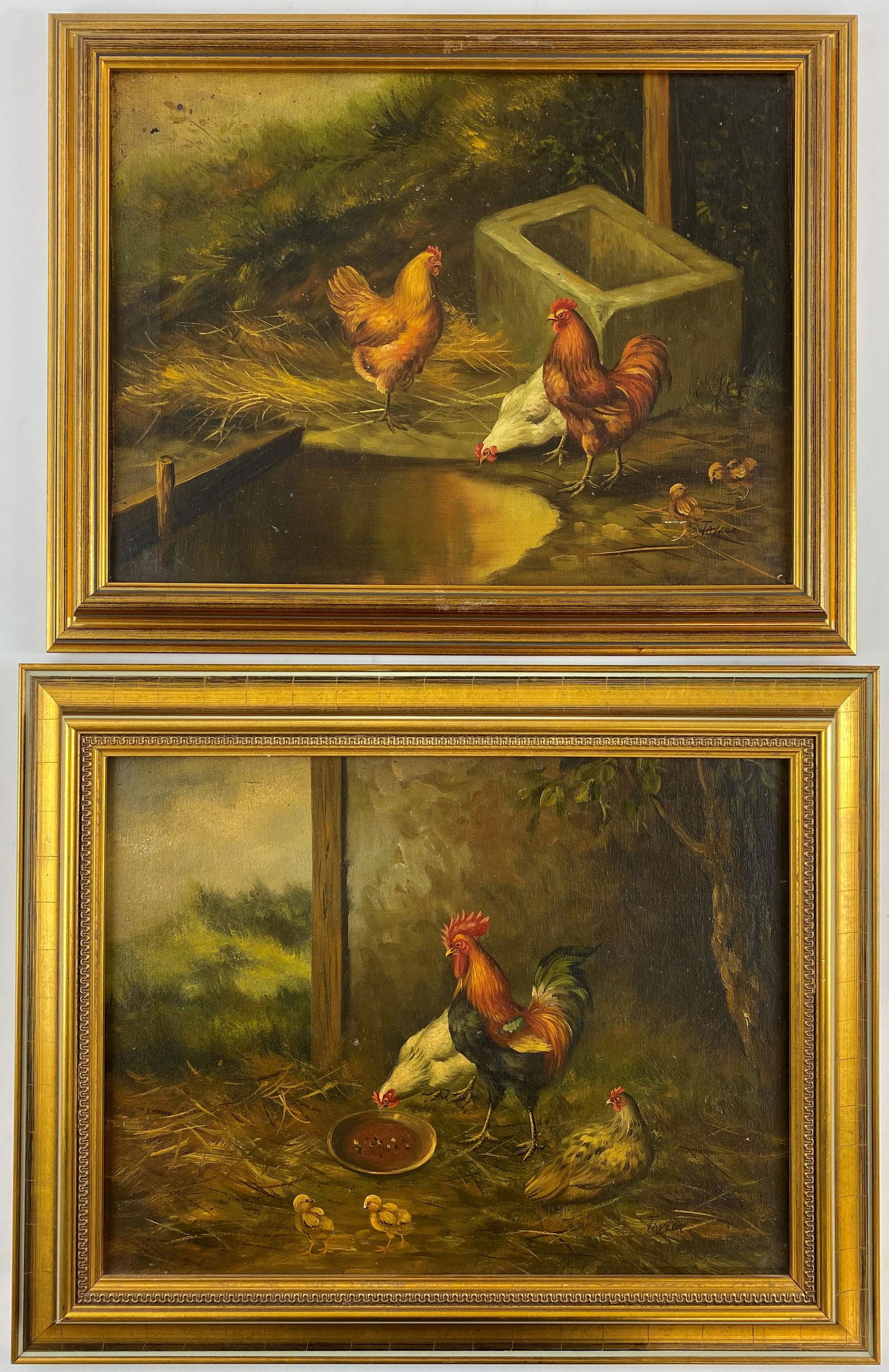 A Pair of English Paintings of Chickens (1 of 4)