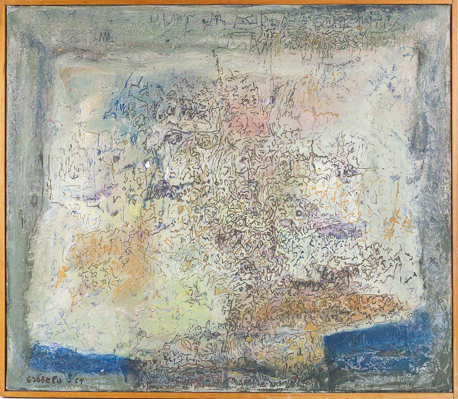 Bertil Sjoberg (Swedish, 1914-1999), Abstract Oil: Oil on canvas, signed and dated 64 l.l.; 26" x 30" (sight). Provenance From the Collection of Florence Maron, Louisville, KY