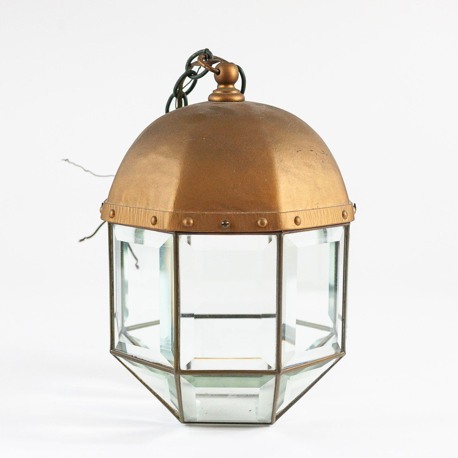 Hanging Octagonal Beveled Glass Lamp (1 of 4)